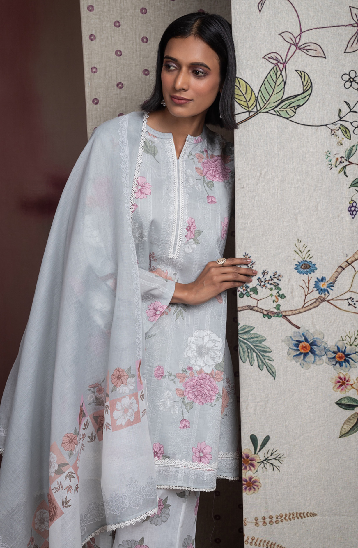 Green Cotton Modal Digital Printed Unstitched Suit Set with Dupatta - GULNSP103C