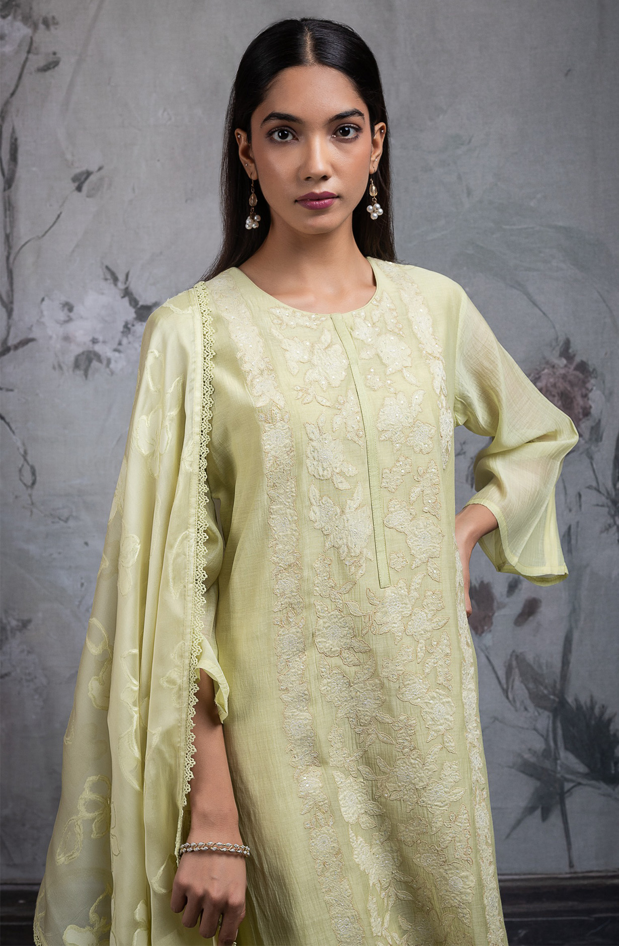 Lemon Pure mul chanderi embroidered Suit Set with Dupatta - R157-SPR2701A