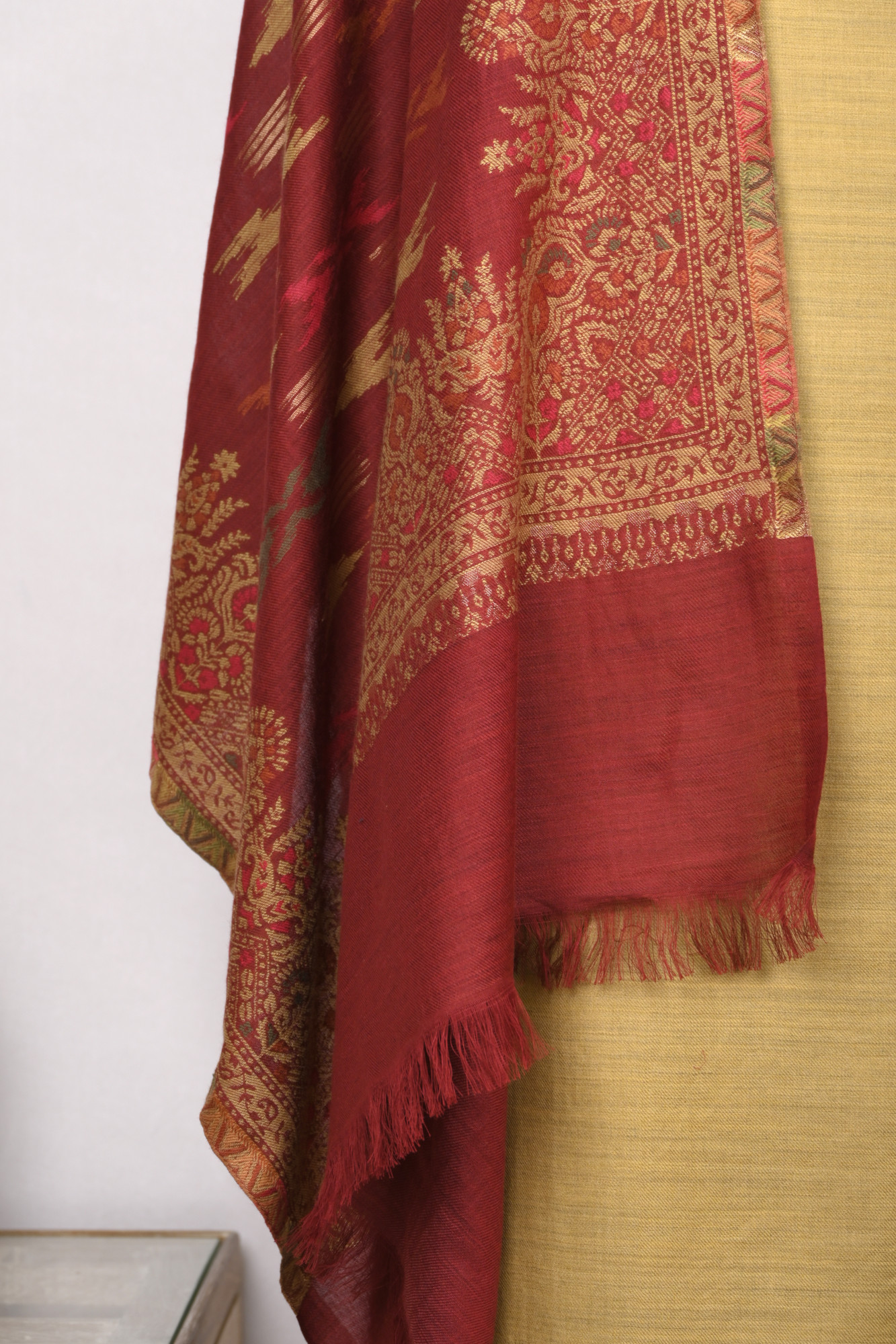 Mustard Pashmina Suit set with Pashmina Dupatta- PASH1415A