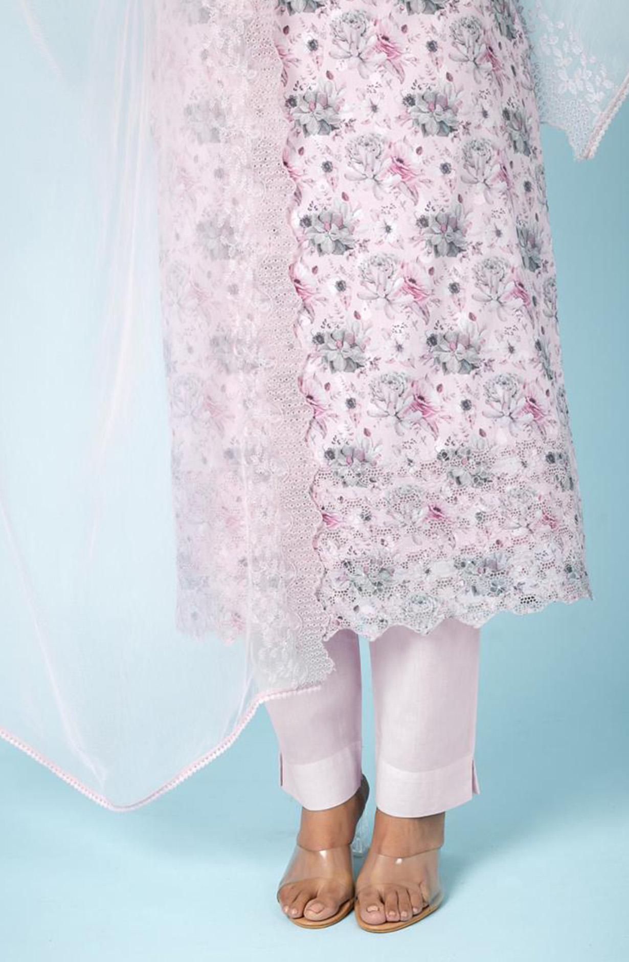 Pink Cotton Beautiful Suit Set with Dupatta - FOL2218A