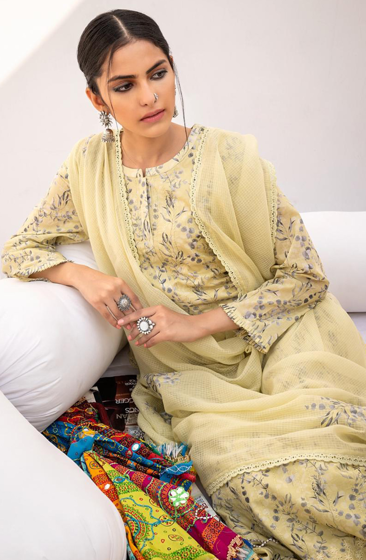 Yellow Pure Cotton Lawn Beautiful Suit Set with Dupatta - MAG1004A
