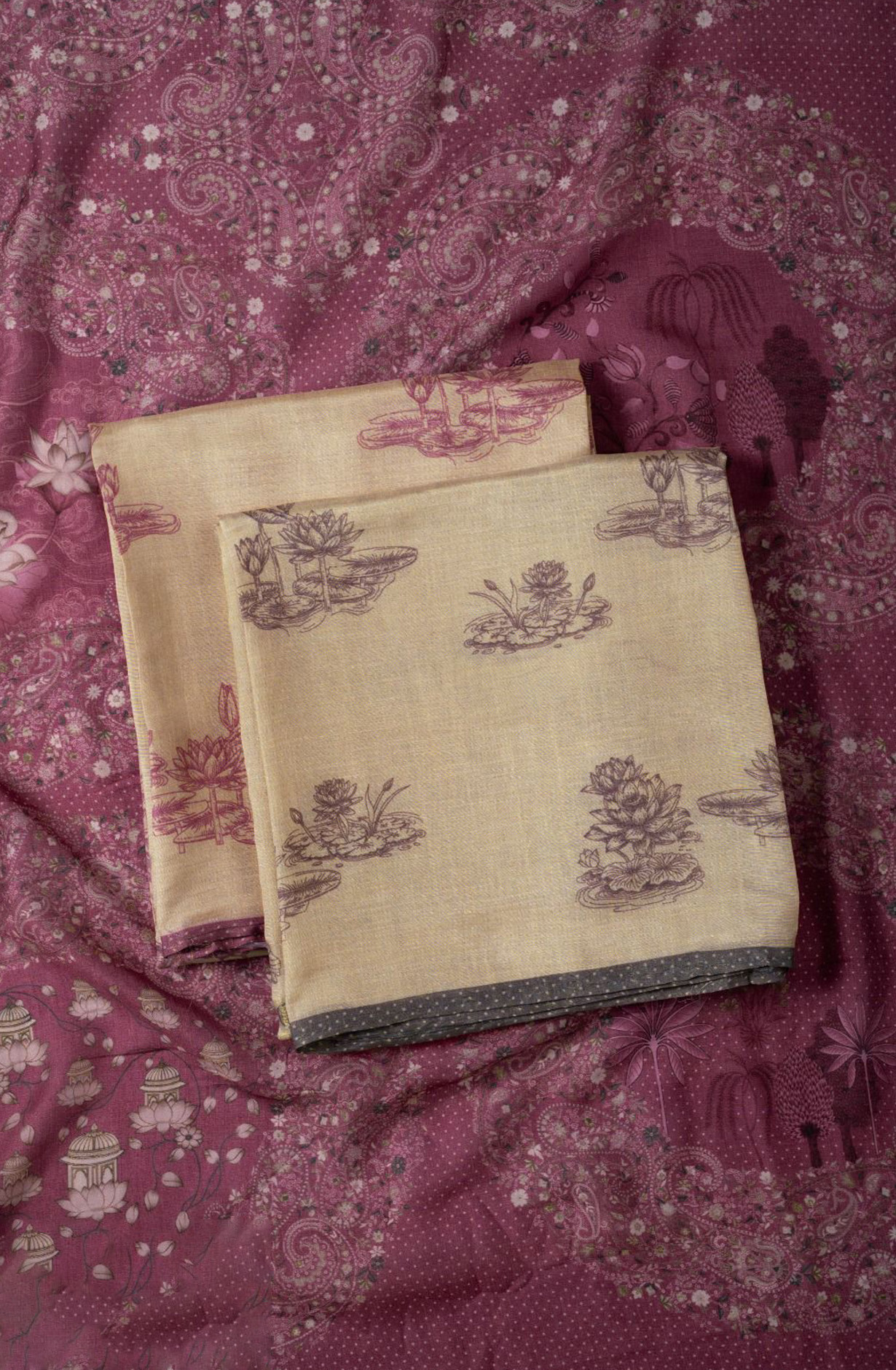 Pink Silk Digital Printed Suit with Dupatta - VARV41A