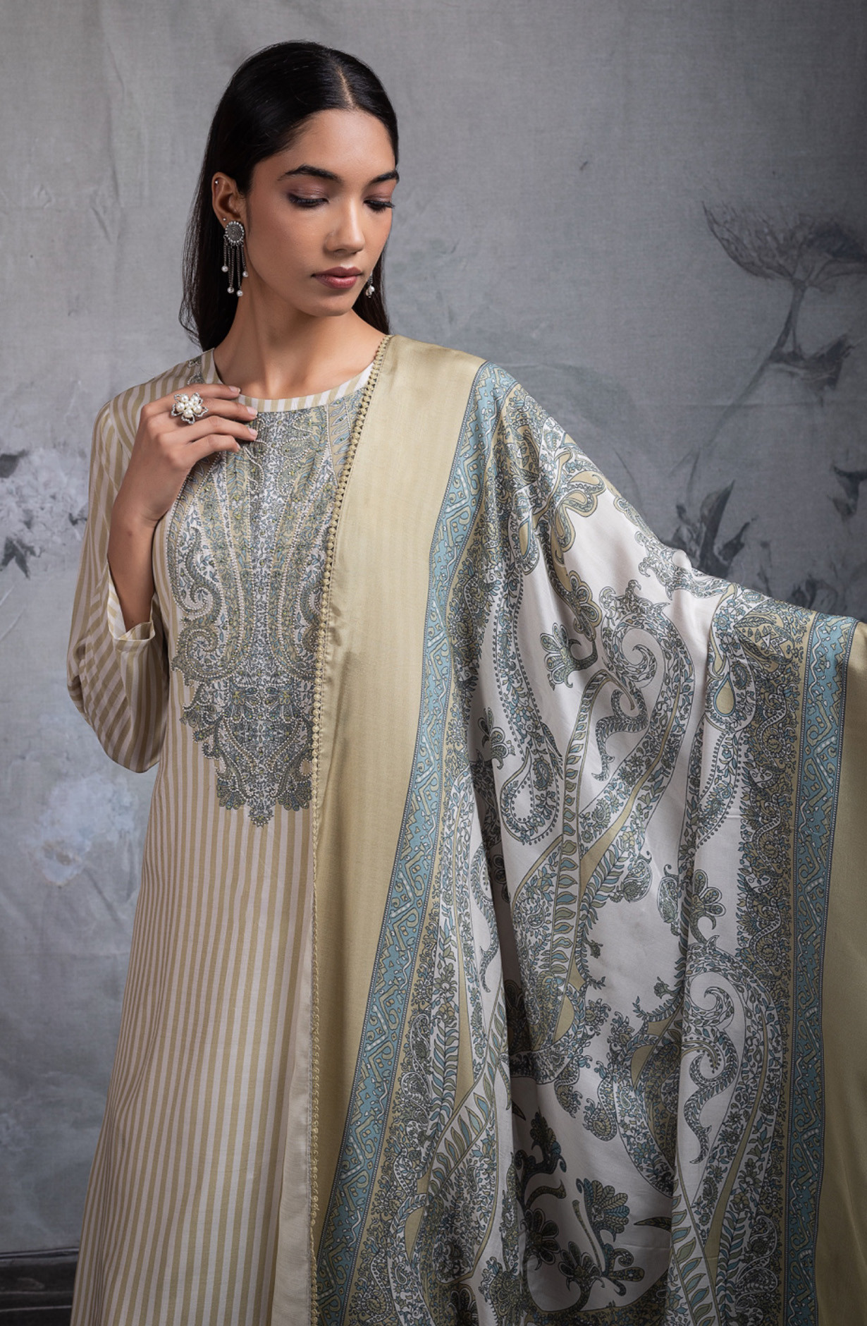 Mehndi pure muslin digtal printed beautiful Suit Set with Dupatta - PRENT117C