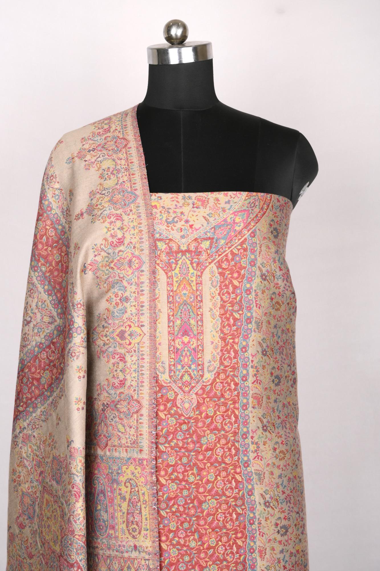 Brown Pashmina Suit set with Dupatta- 1000-0455F