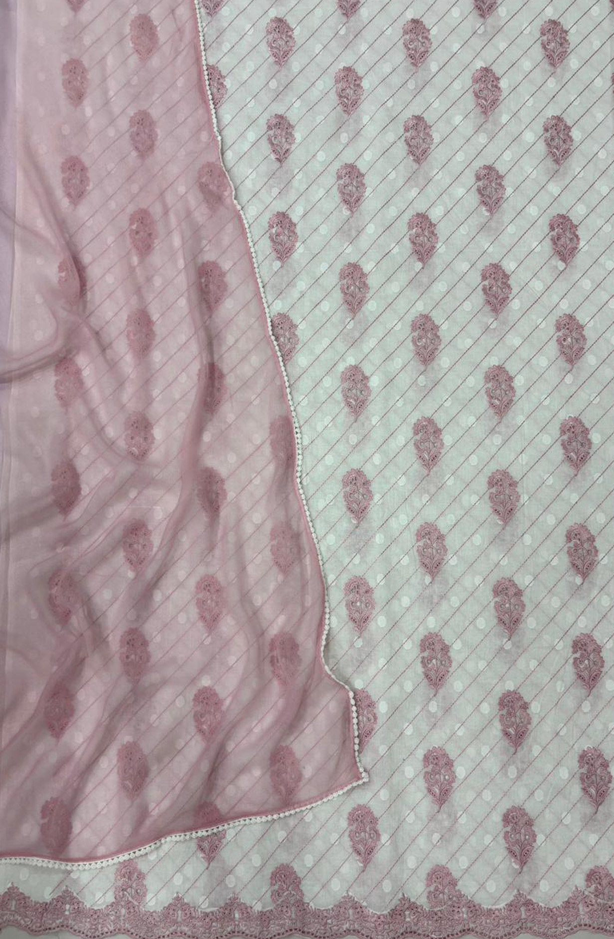 Pink pure cotton unstitched beautiful Suit Set with Dupatta - SAHNT120A