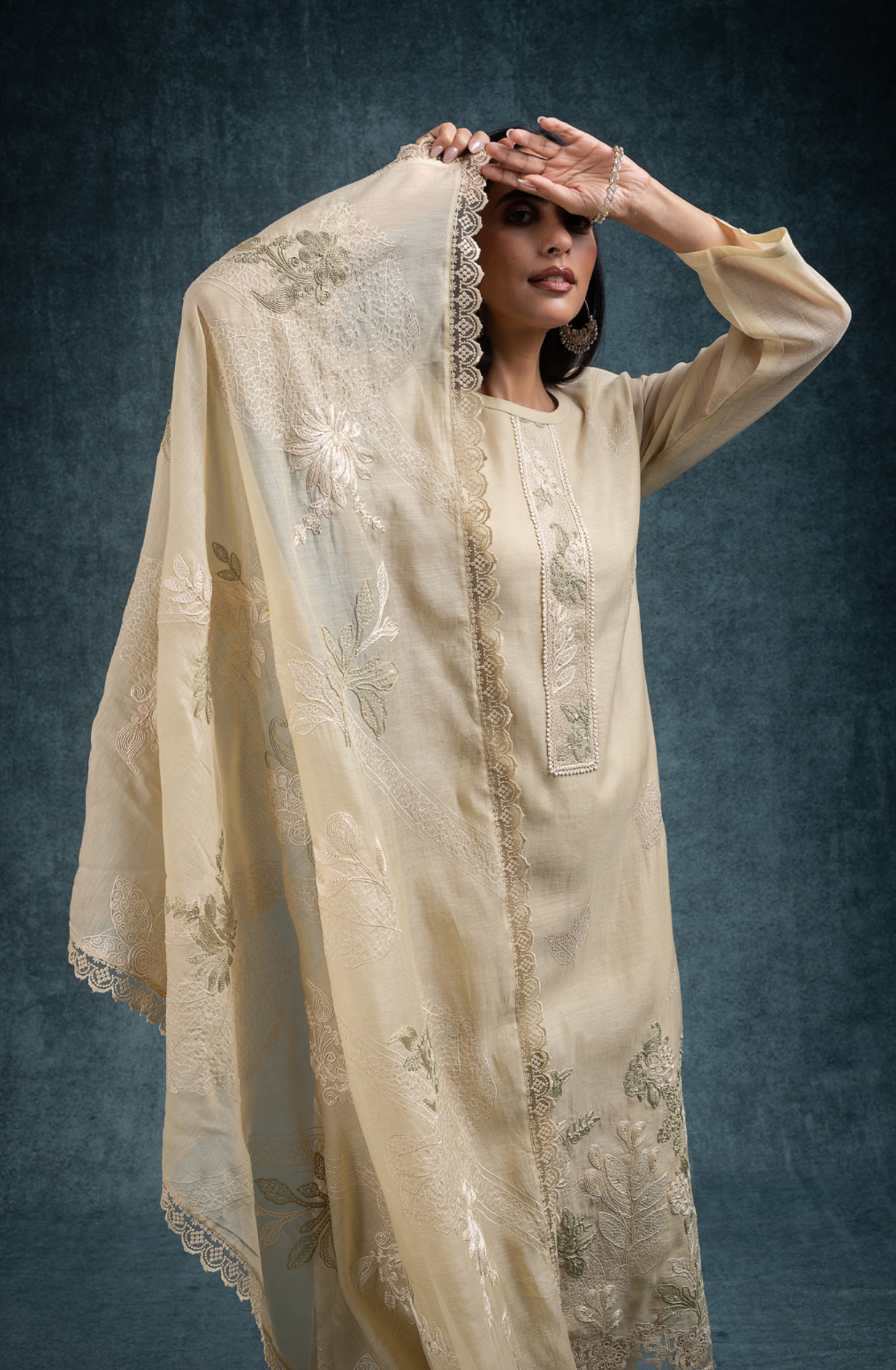 Lemon Pure banarasi mul chanderi beautiful Suit Set with Dupatta - SHANT158B