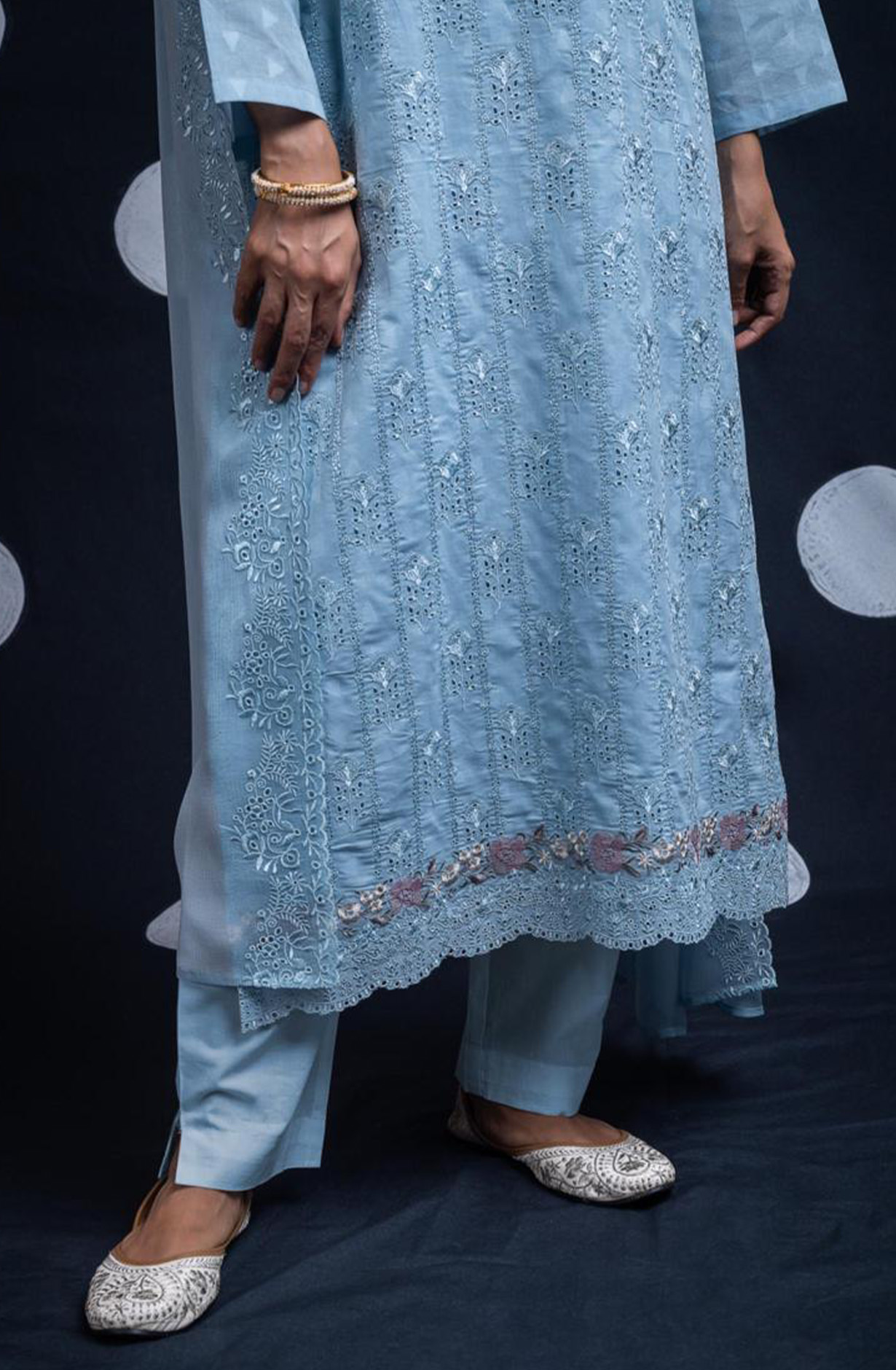 Blue Pure Cotton Butta Beautiful Suit Set with Dupatta - TANNSF132A