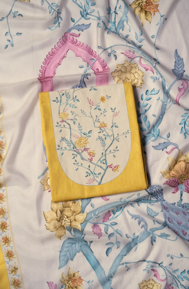 Image of Yellow Lawn cotton Digital Printed Suit with Dupatta - VARV64C