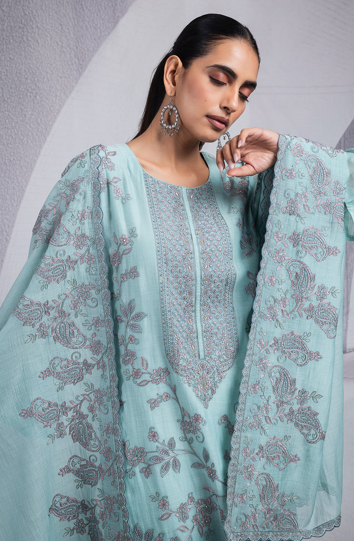 Firozee Pure Mul Chanderi Suit Set with Dupatta - R157-SPR2579A