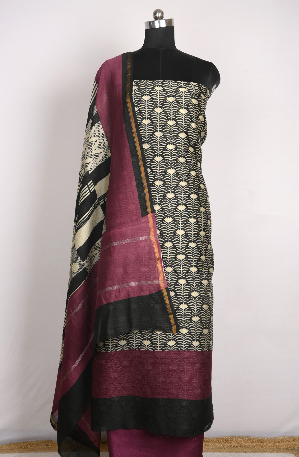 Wine Maheshwari Beautiful Suit Set with Dupatta - 811-S151-445-119-2C