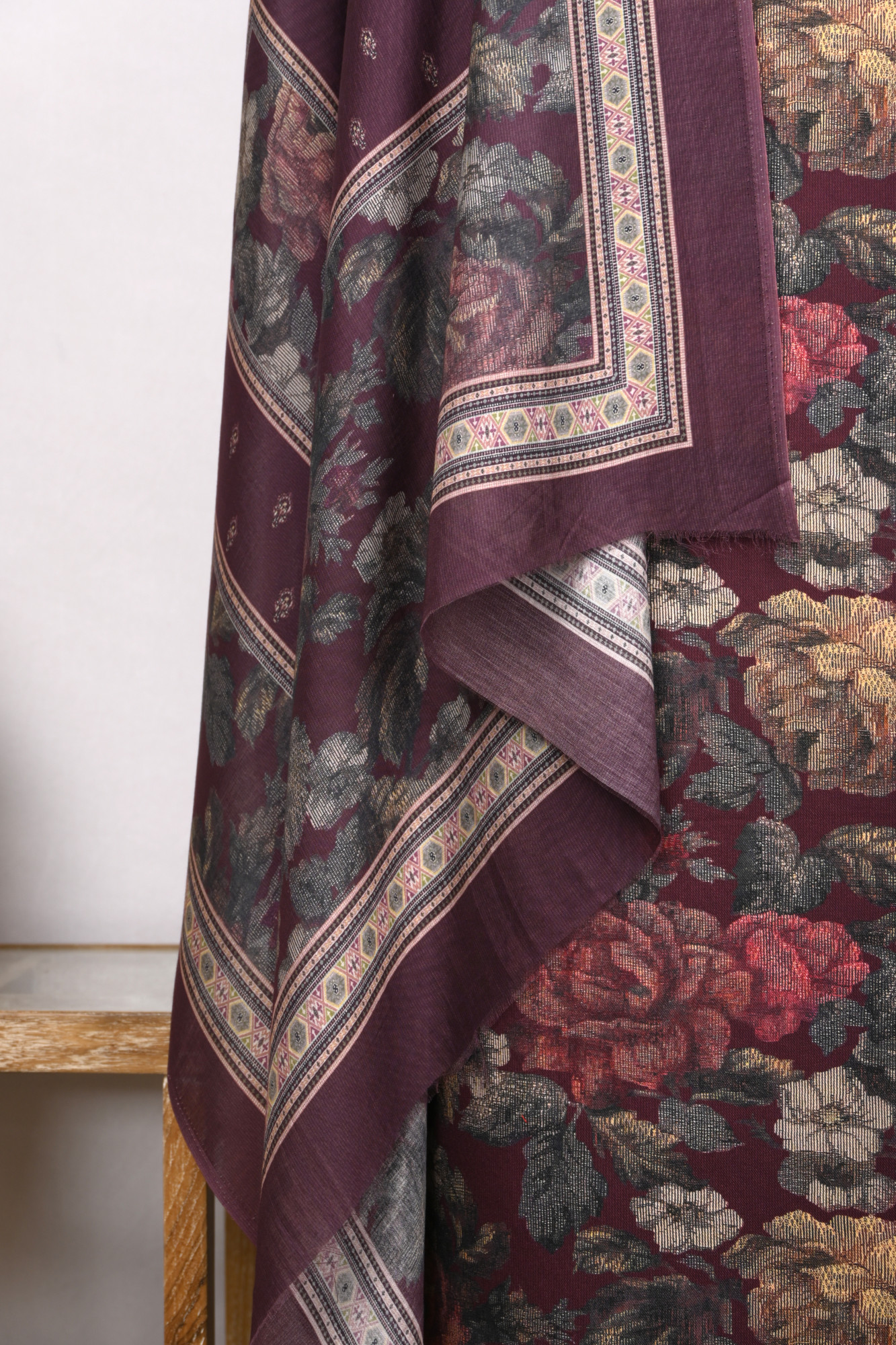 Wine Digital Printed Spun Suit set with Spun Dupatta- VUN6875B