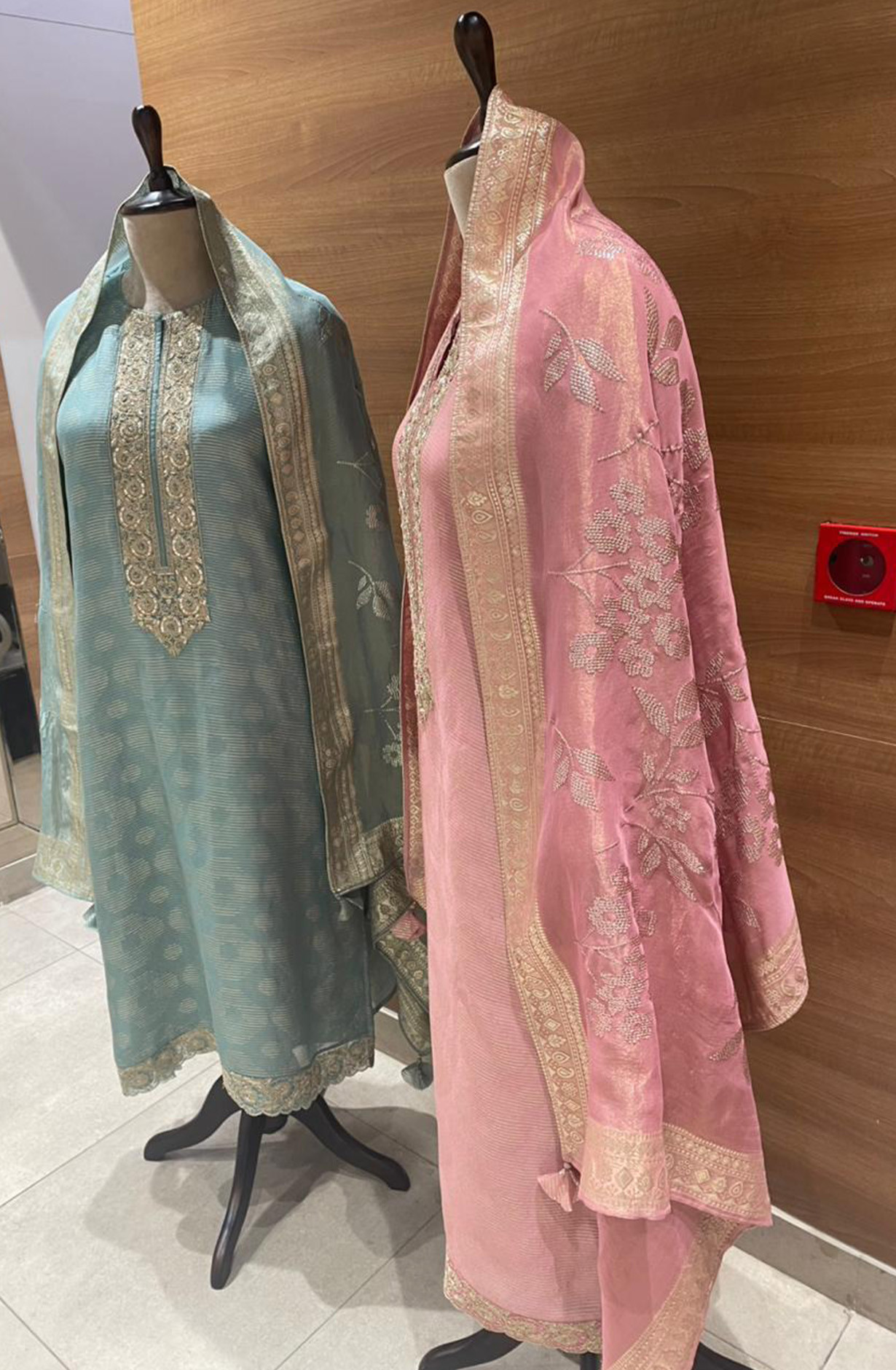 Sea Green Silk Jacquard Suit Set with Tissue Silk Dupatta - R157-SPR2521A