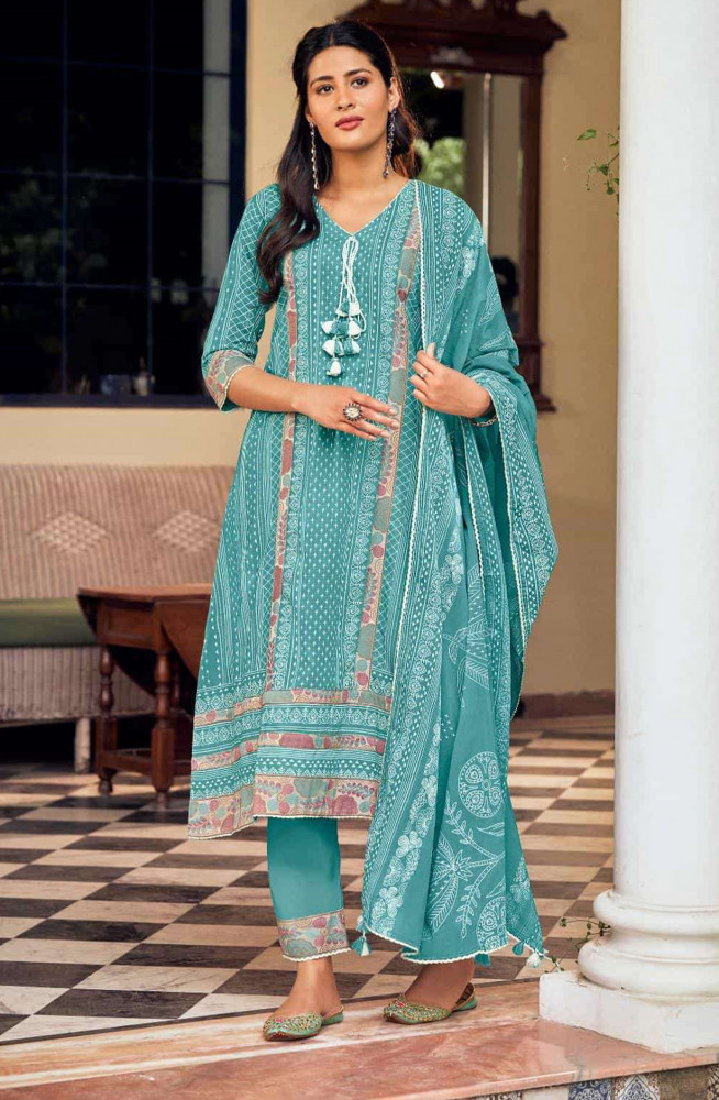 Image of Firozee Pure Cotton Beautiful Suit Set with Dupatta - ROS10166