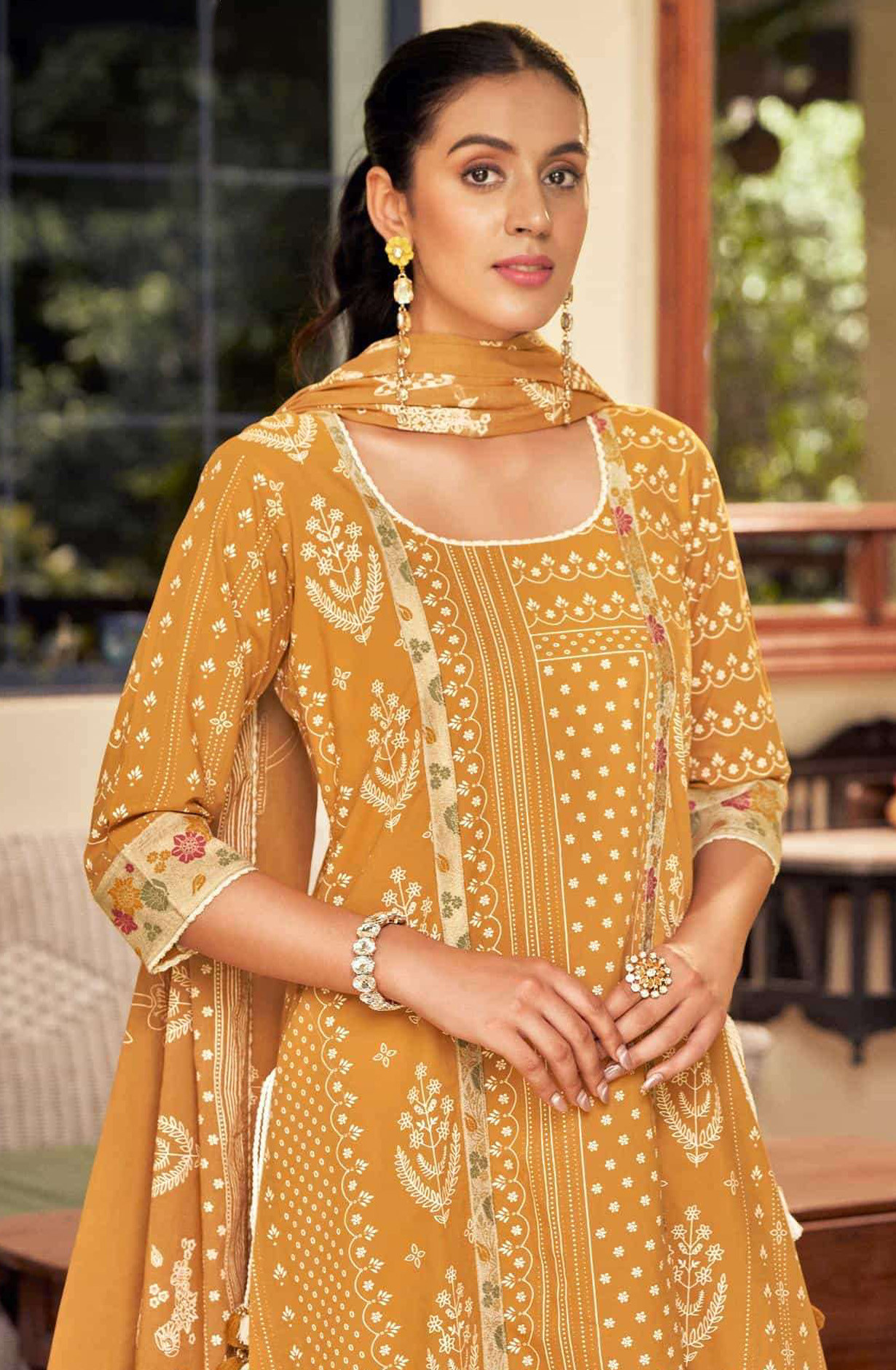 Mustard Pure Cotton Beautiful Suit Set with Dupatta - ROS10162