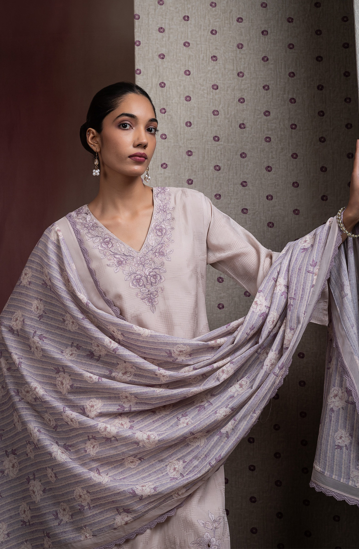 Purple Mul chanderi jacquard beautiful Suit Set with Dupatta - R157-SPR2680