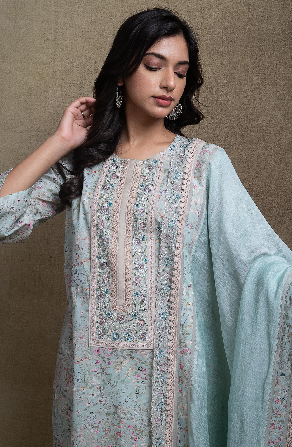 Firozee Cotton embroidered Suit Set with Dupatta - R157-SPR2676A