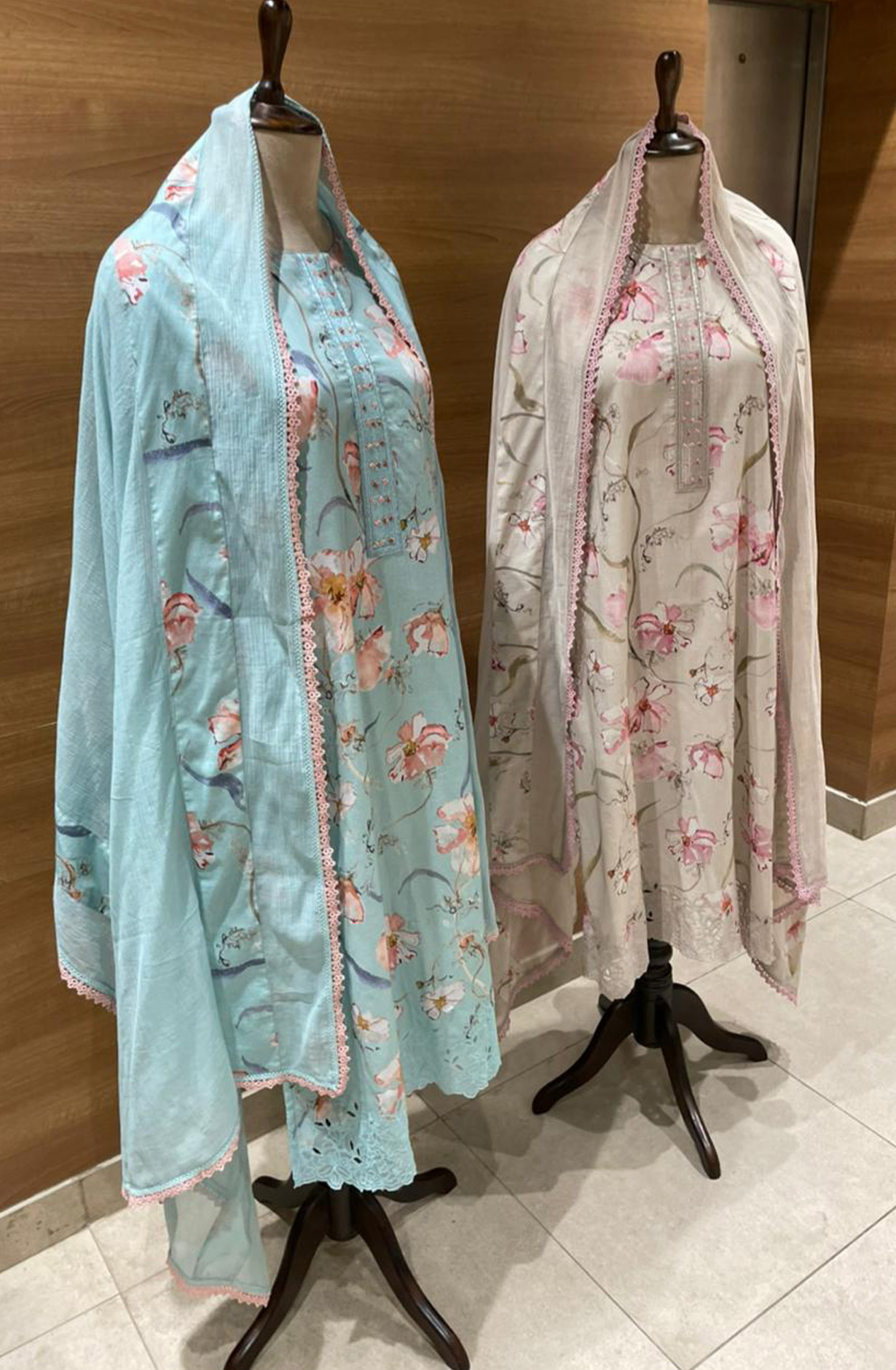 Beige Cotton Printed Suit Set with Dupatta - R157-SPR2685A