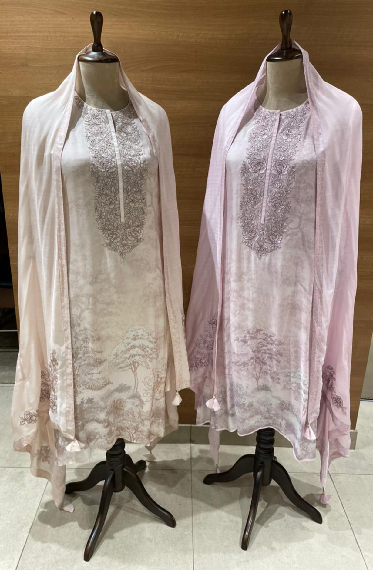 Peach Muslin Printed Suit Set with Dupatta - R157-SPR2670A