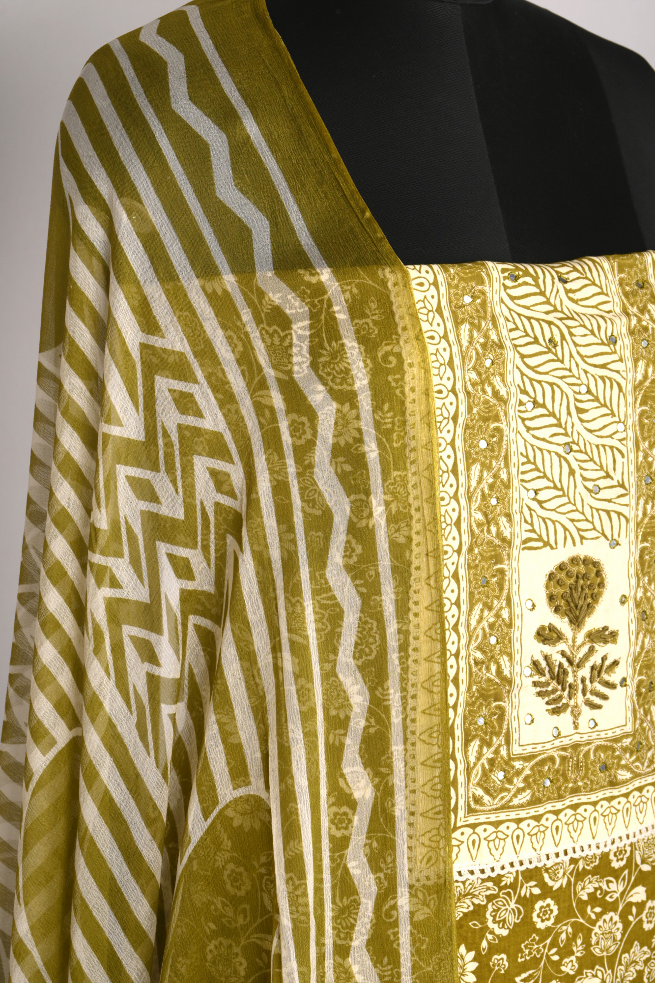 Mehndi Cotton Beautiful Suit Set with Dupatta - 983-4807-37-4D