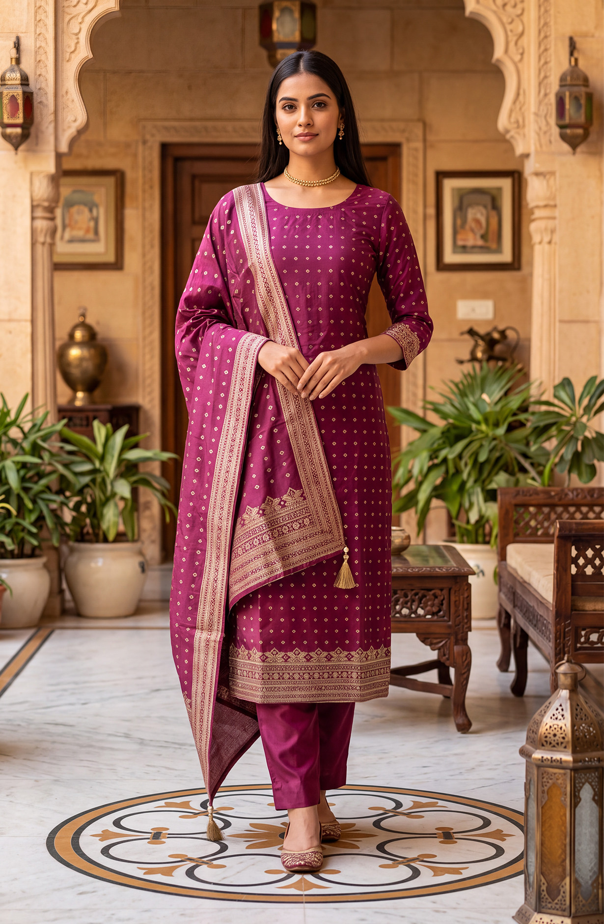 Purple Modal Silk Unstitched Suit-Set with Beautiful Dupatta -  691-CH2629B