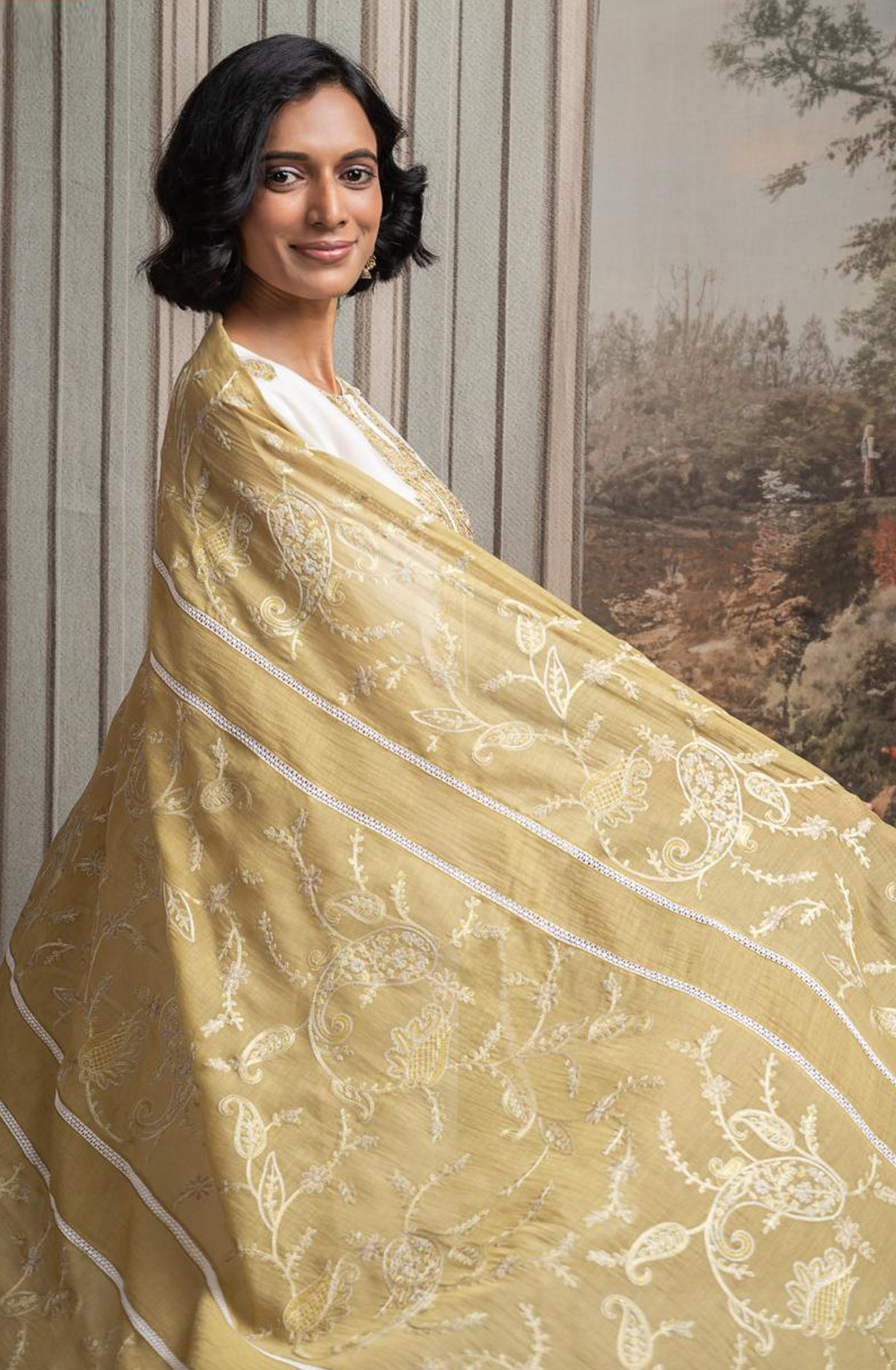 Mehndi Pure Mul Chanderi Embroidered Beautiful Suit Set with Dupatta - R157-SPR2578A