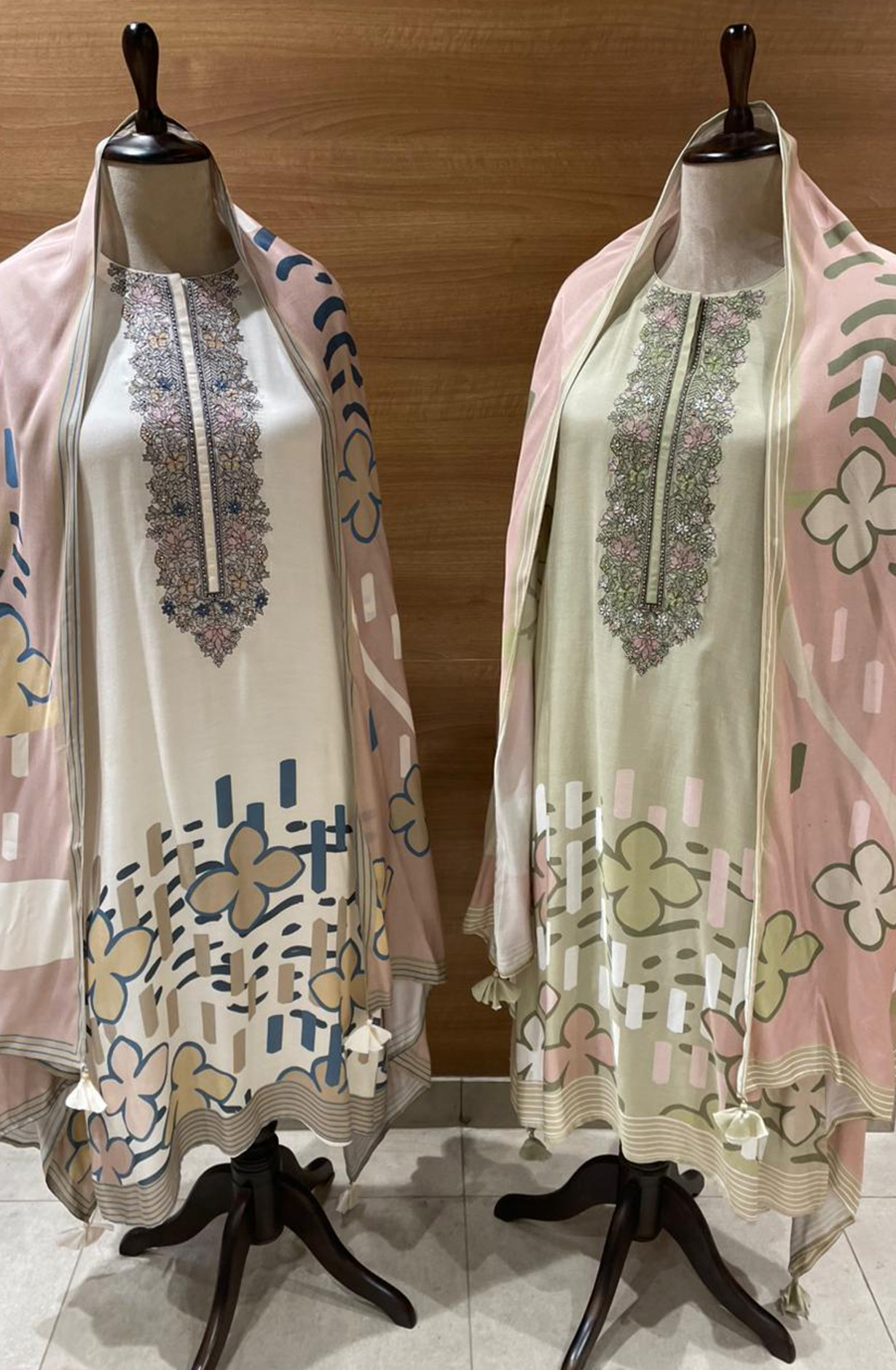 Cream Feather Muslin Printed Beautiful Suit Set with Dupatta - R157-SPR2638A