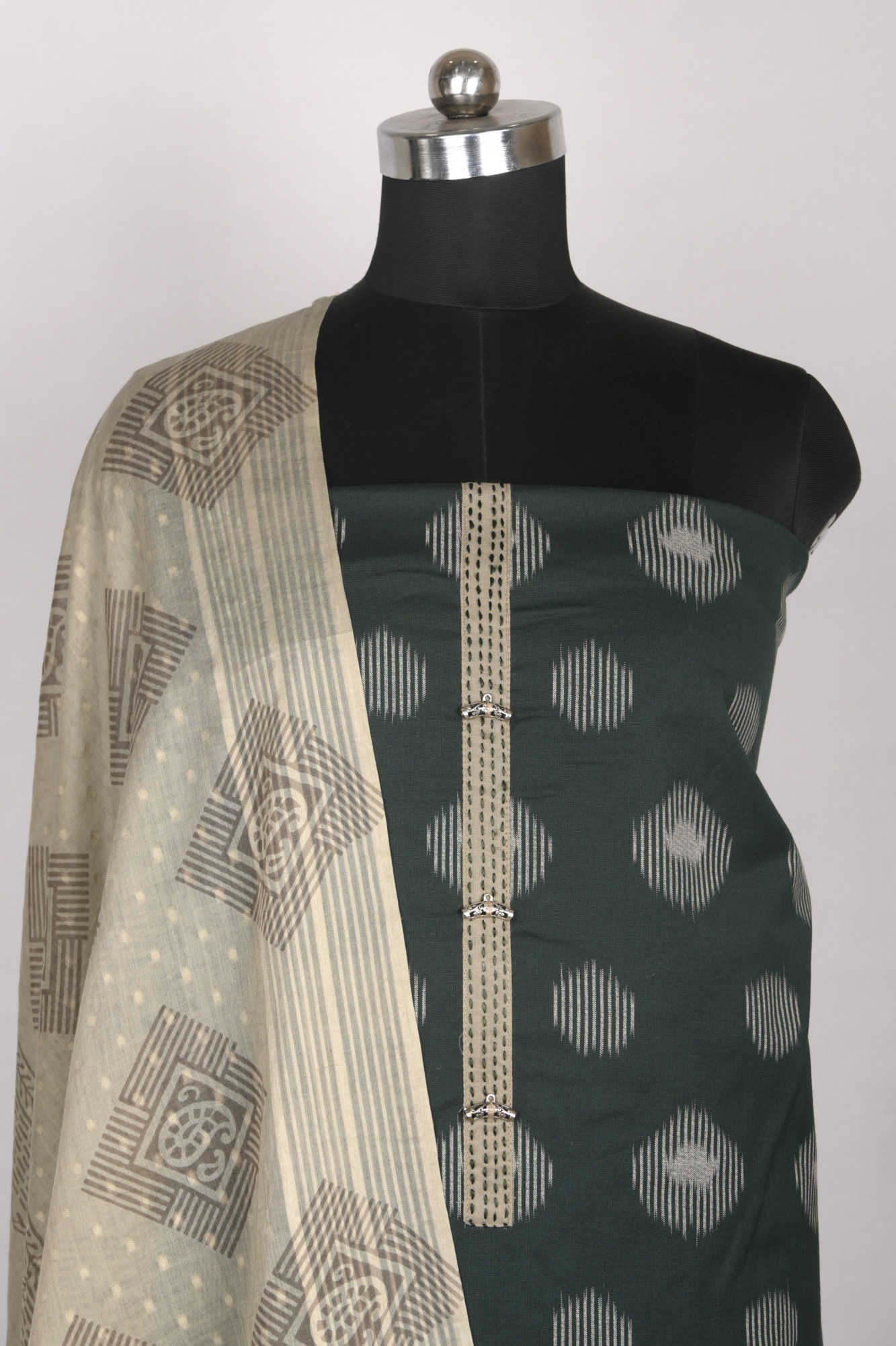 Green Handloom Cotton Beautiful Suit Set with Dupatta - 657-S25DEAN1044
