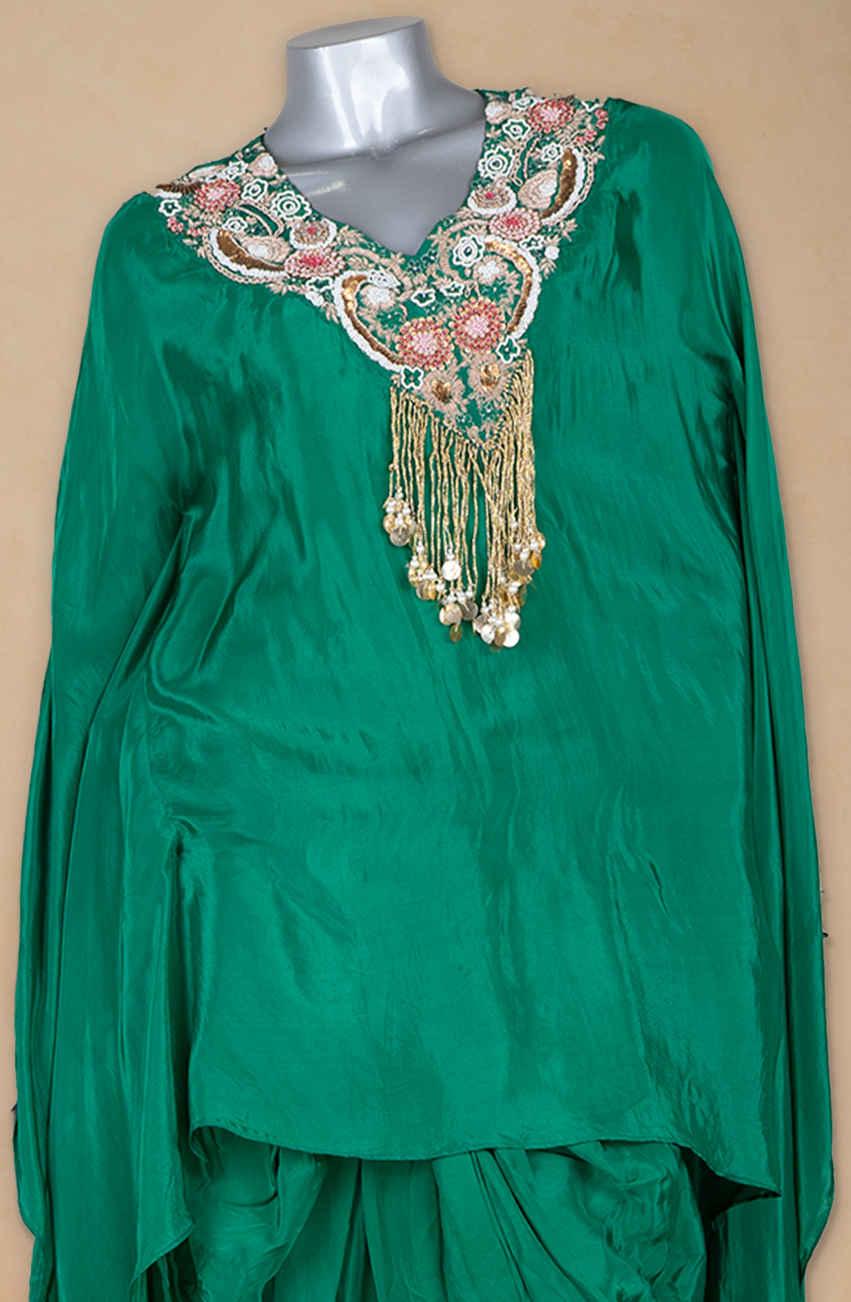 Green Beautiful Crepe Co-ord ser with Dhoti - 1019-30018