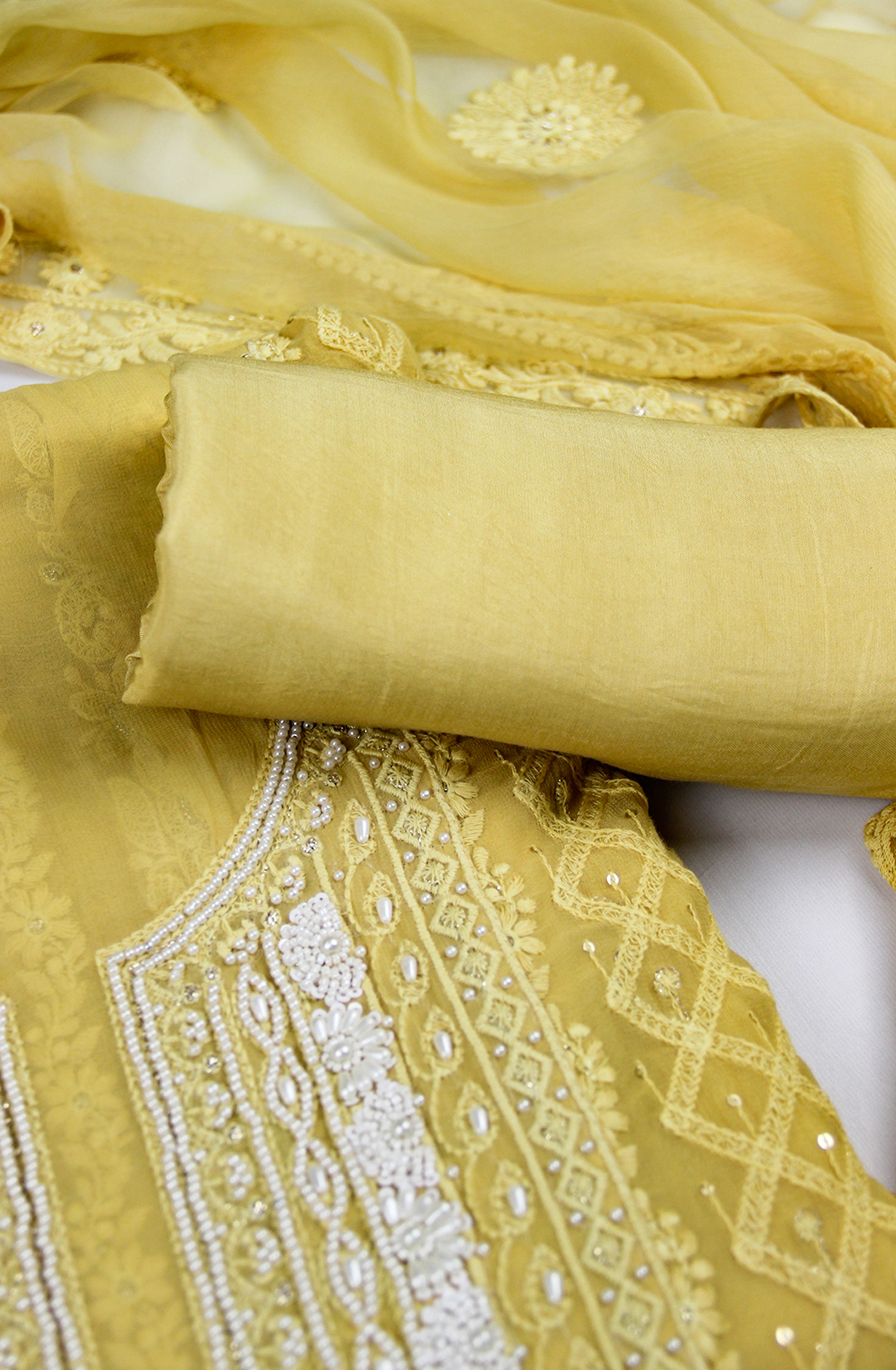 Yellow Beautiful Georgette Suit Set with Dupatta - 606-10367C