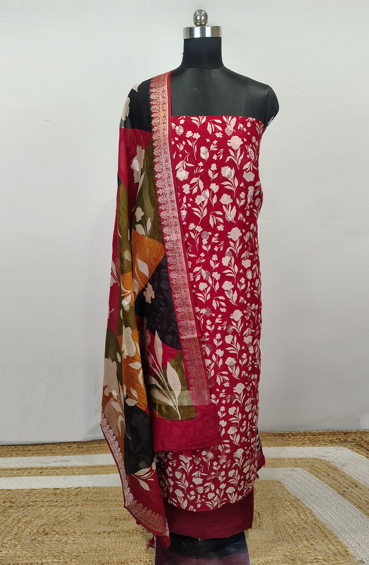 Rani Beautiful Maheshwari Unstitched Suit with Dupatta - 1028-CHNTRS1101B