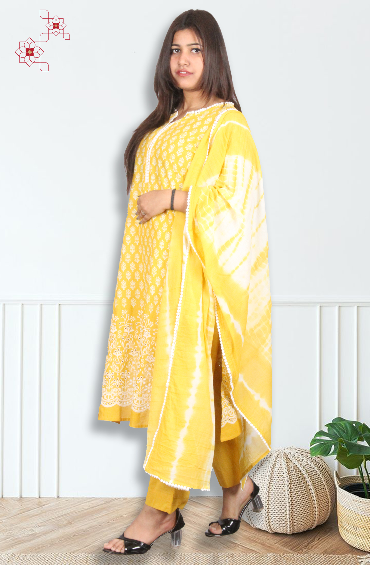 Mustard Yellow Stitched Cotton Printed Salwar Suit with Dupatta - 3100110830122 - Available Size M to XXL