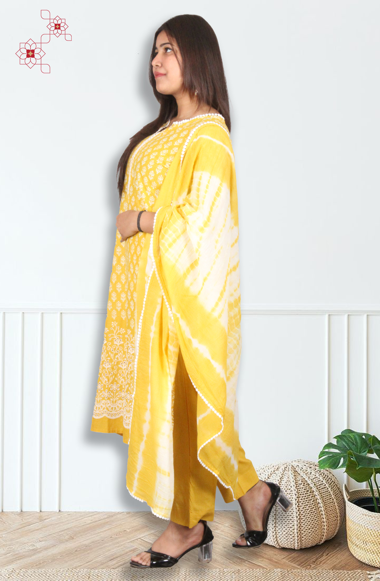 Mustard Yellow Stitched Cotton Printed Salwar Suit with Dupatta - 3100110830122 - Available Size M to XXL