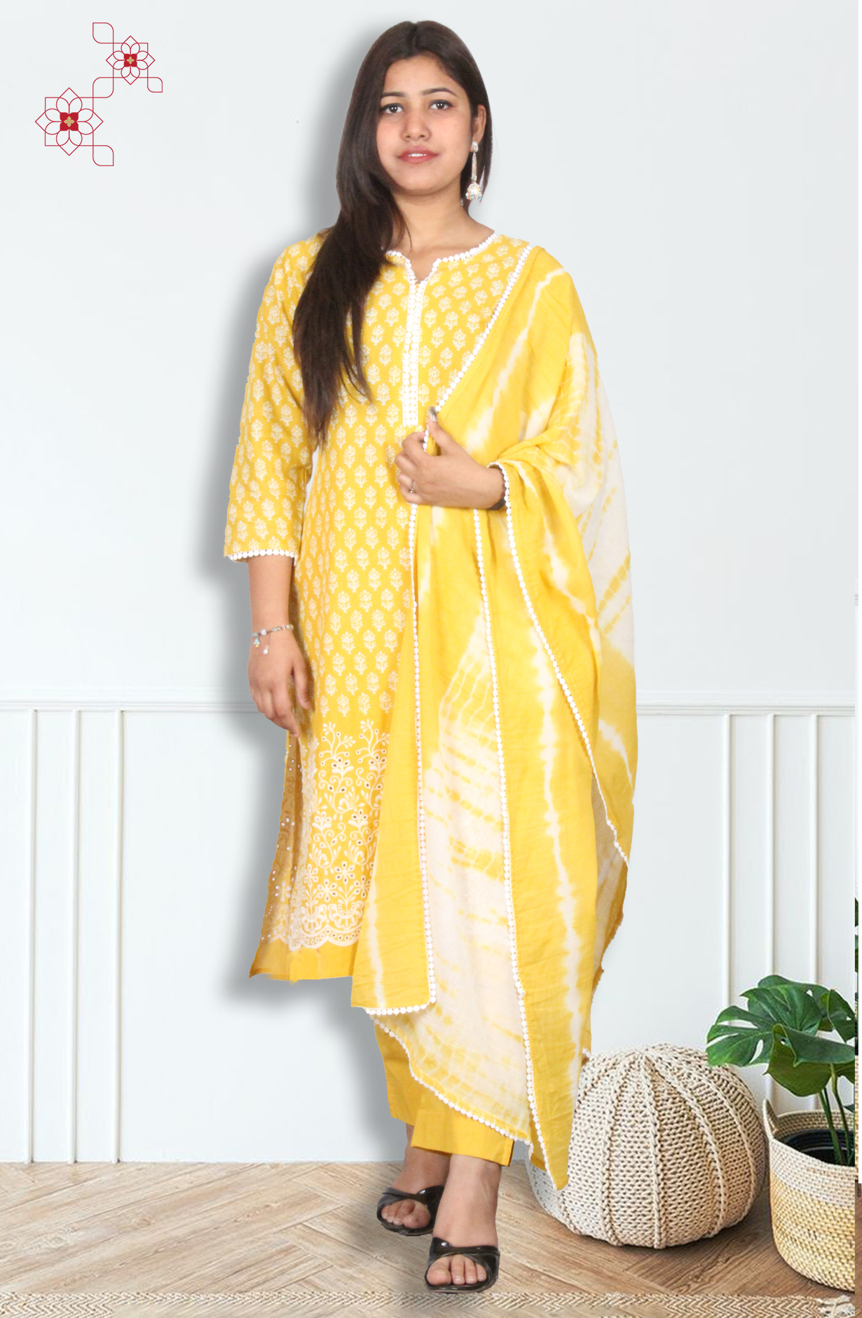 Mustard Yellow Stitched Cotton Printed Salwar Suit with Dupatta - 3100110830122 - Available Size M to XXL