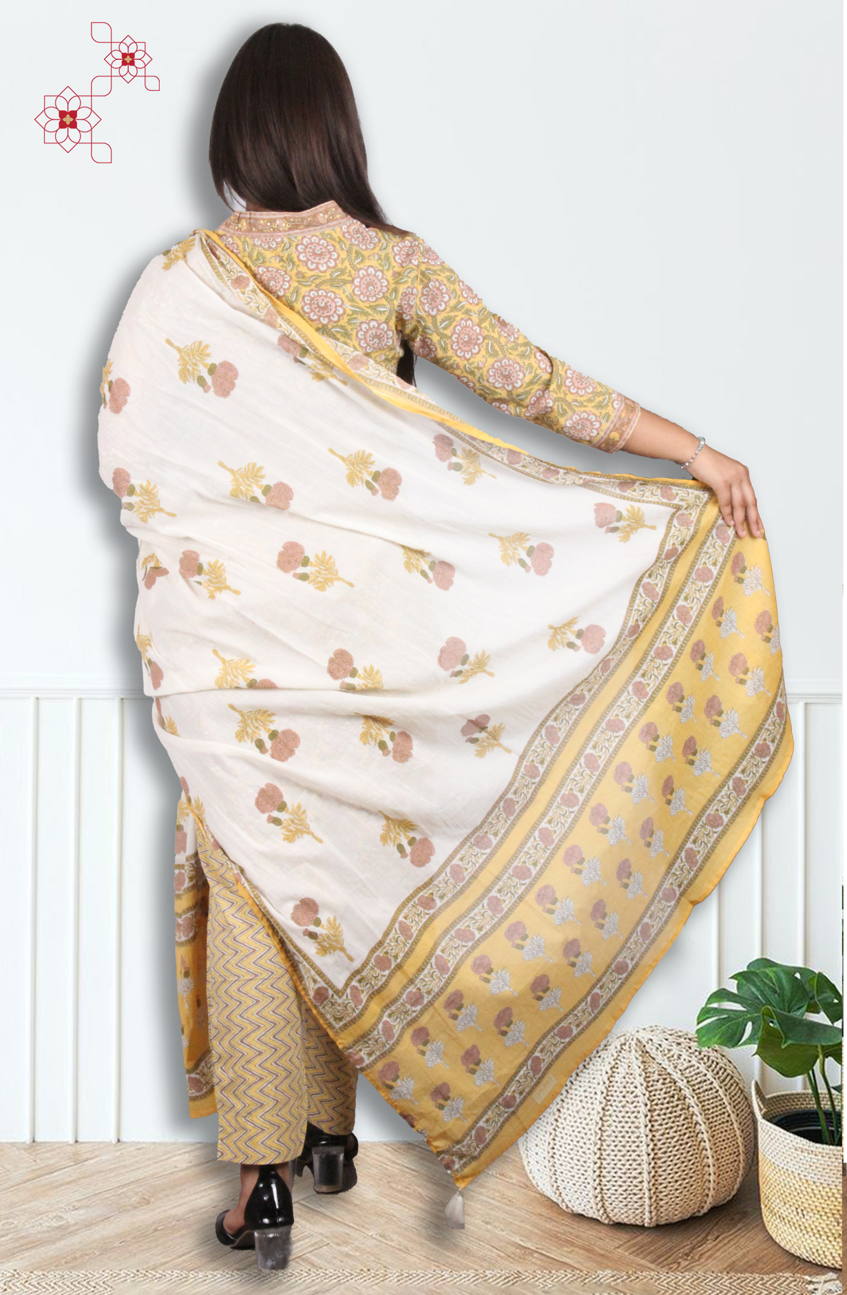 Mustard Readymade Cotton Printed Salwar Suit with Dupatta - 3100110830124 - Available Size M to XXL