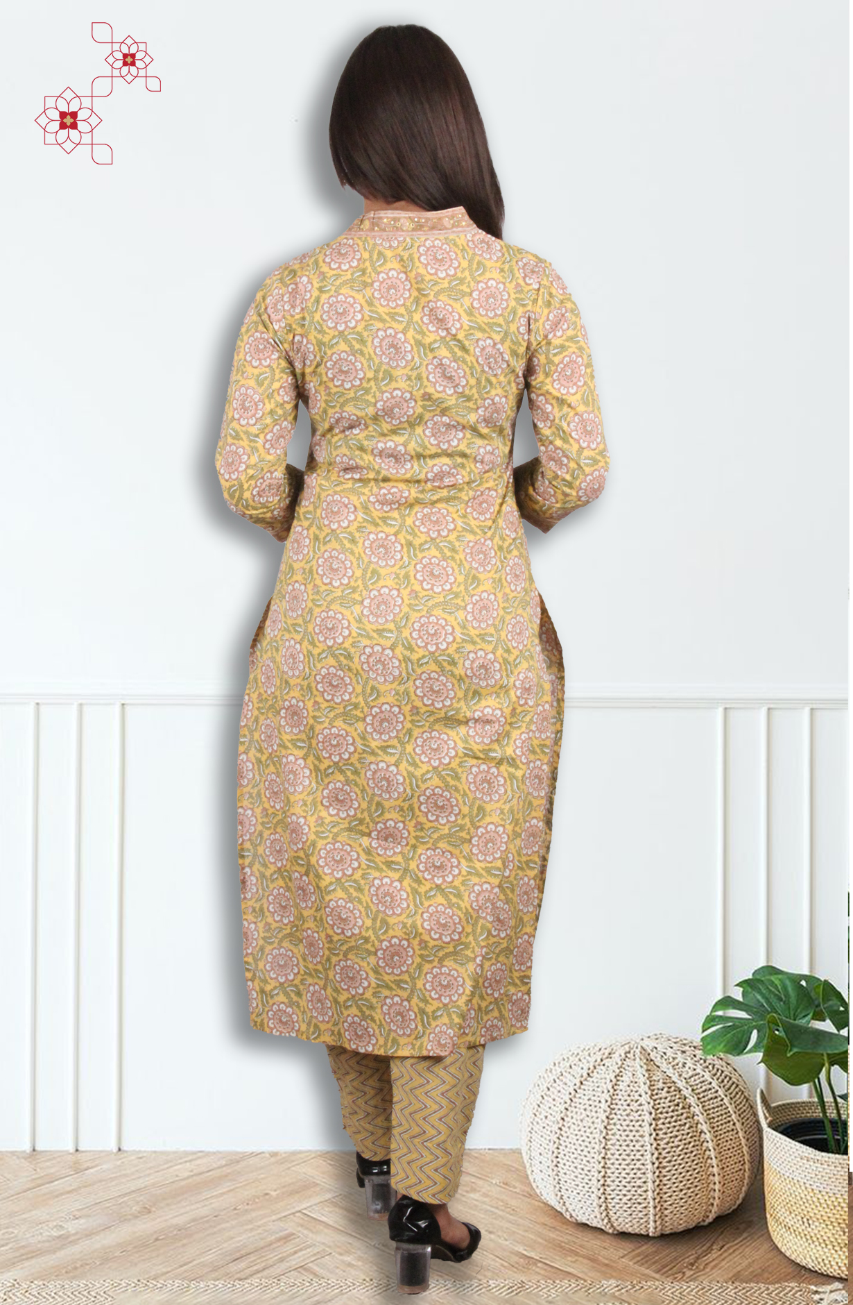 Mustard Readymade Cotton Printed Salwar Suit with Dupatta - 3100110830124 - Available Size M to XXL