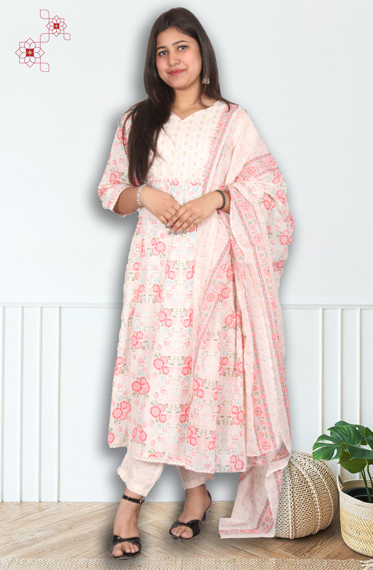 Multi-coloured Stitched Cotton Printed Salwar Suit with Dupatta - 3100910930088 - Available Size M to XXXL