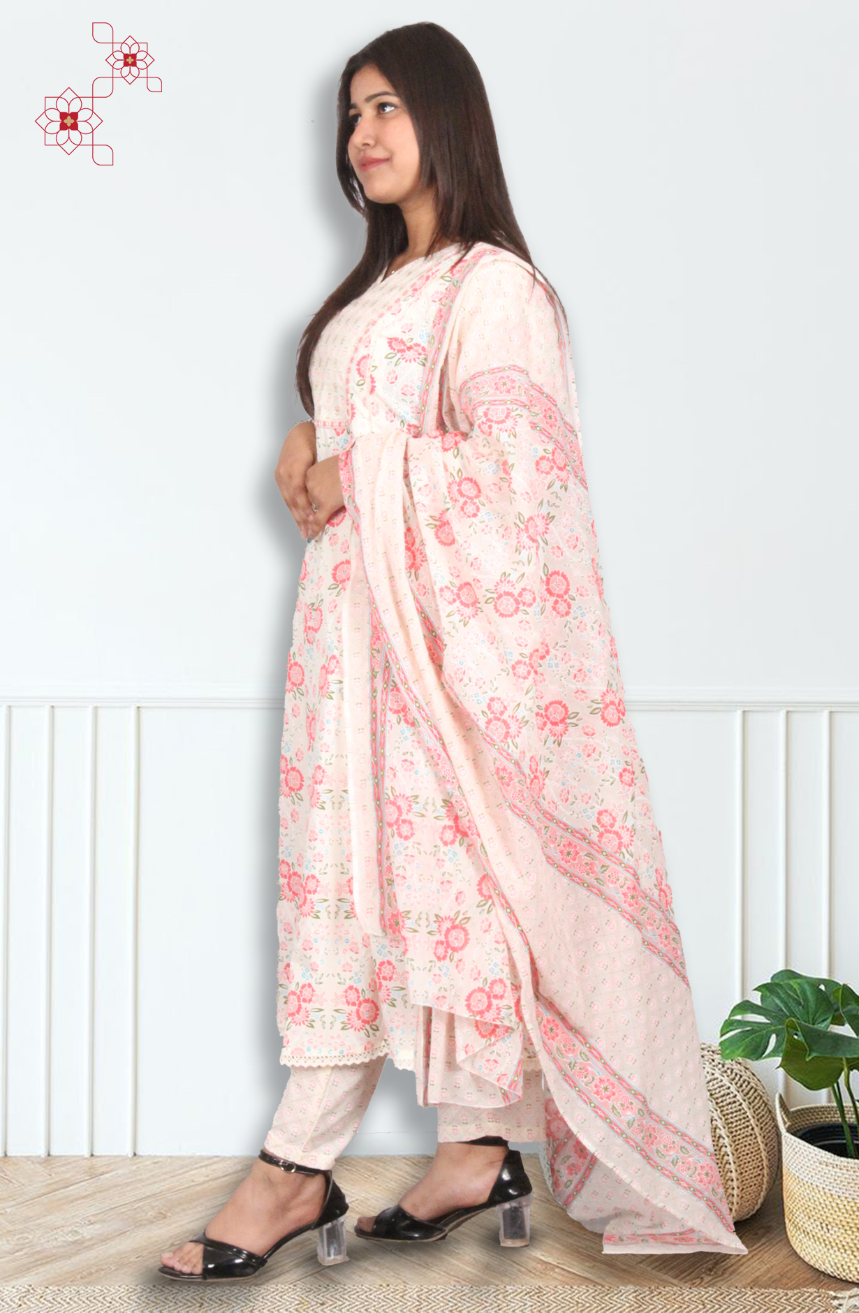 Multi-coloured Stitched Cotton Printed Salwar Suit with Dupatta - 3100910930088 - Available Size M to XXXL