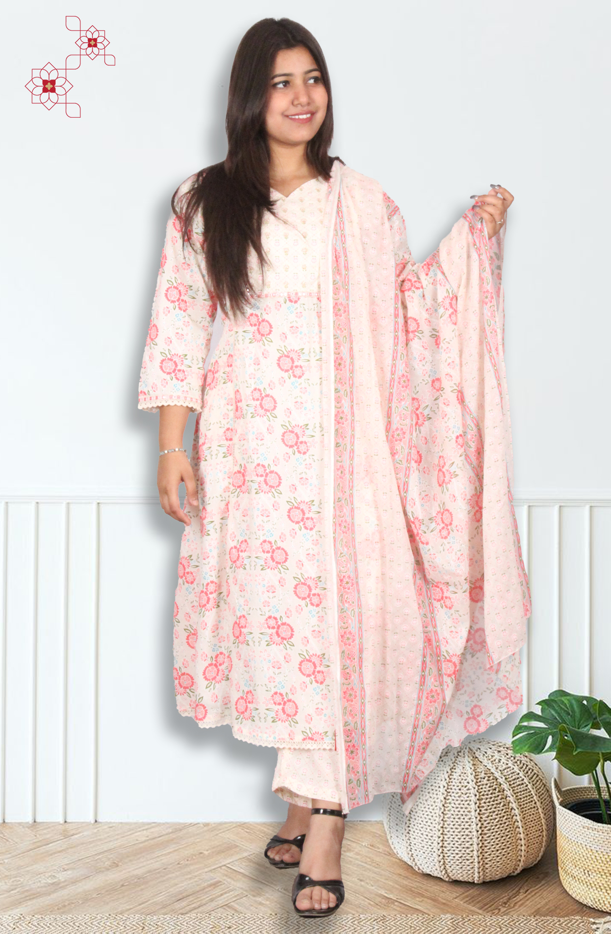 Multi-coloured Stitched Cotton Printed Salwar Suit with Dupatta - 3100910930088 - Available Size M to XXXL