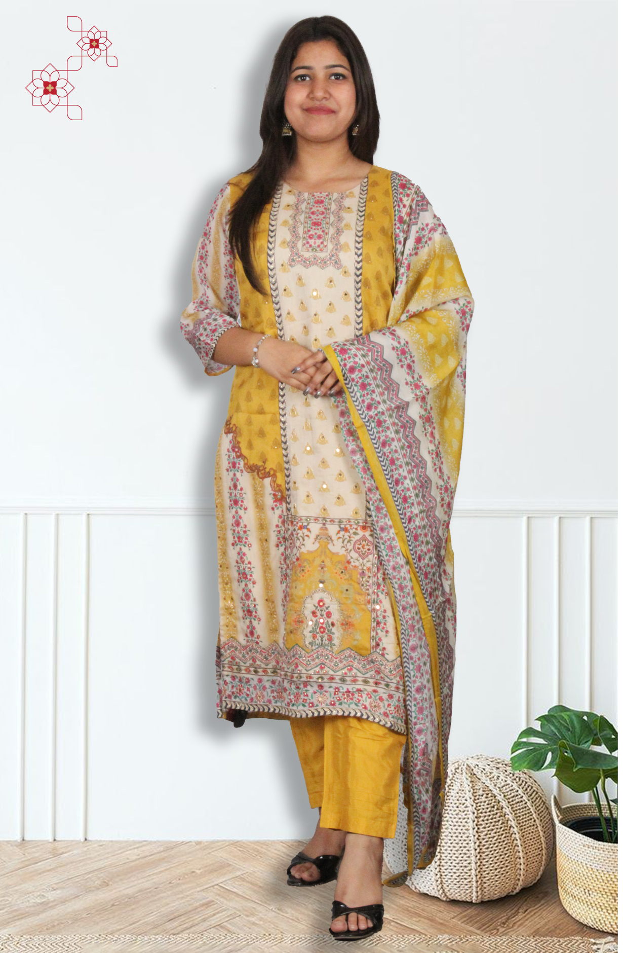 Mustard Yellow Readymade Modal Salwar Suit with Trendy Dupatta - 3103210830092 - Available Size XL to XXL