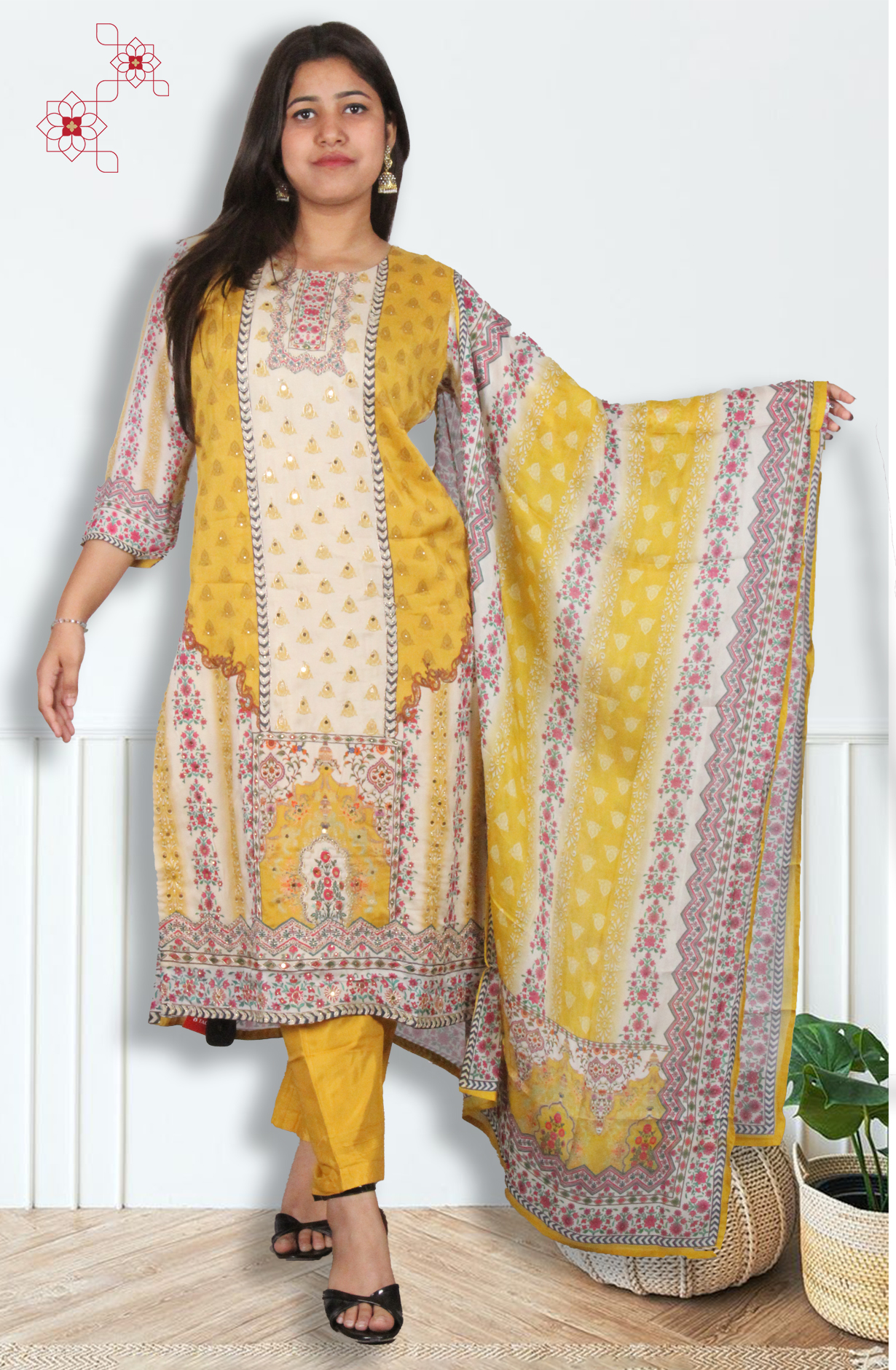 Mustard Yellow Readymade Modal Salwar Suit with Trendy Dupatta - 3103210830092 - Available Size XL to XXL