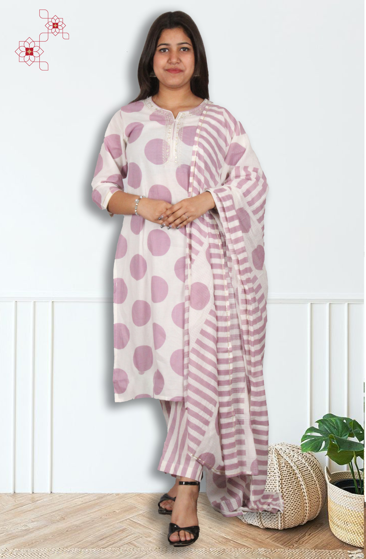Pink Readymade Cotton Printed Salwar Suit with Dupatta - 3104511930039 - Available Size M to XXL