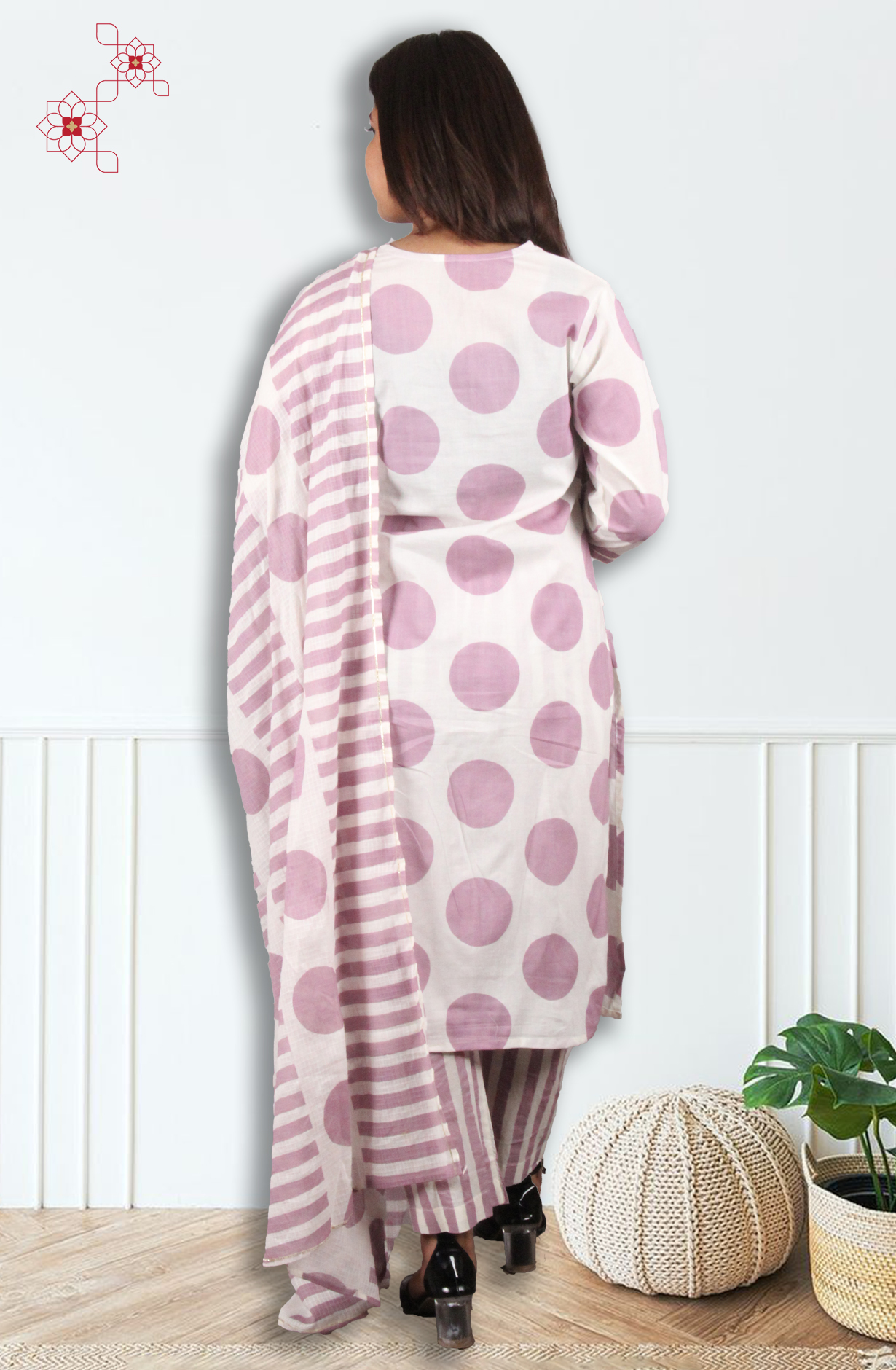 Pink Readymade Cotton Printed Salwar Suit with Dupatta - 3104511930039 - Available Size M to XXL