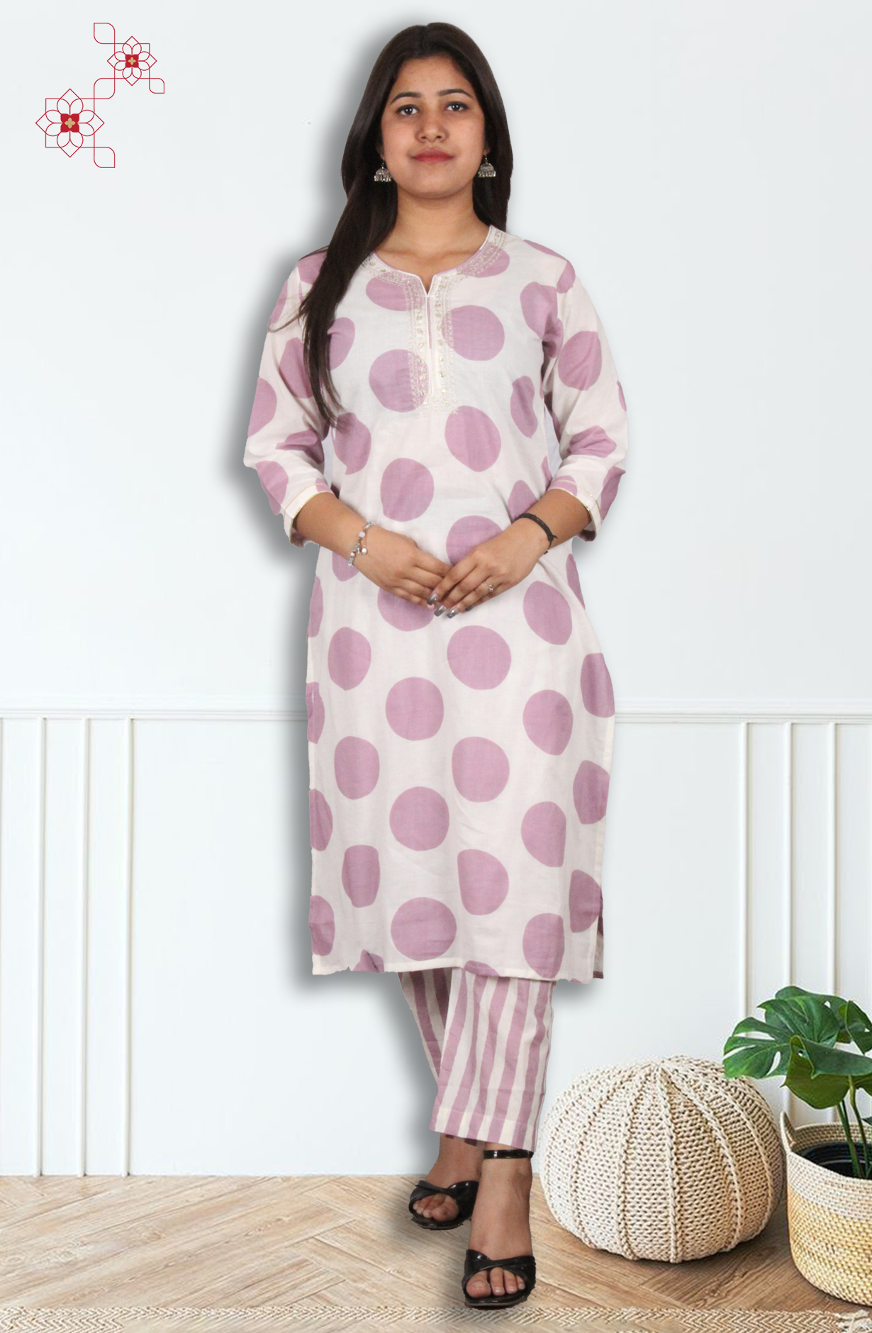 Pink Readymade Cotton Printed Salwar Suit with Dupatta - 3104511930039 - Available Size M to XXL