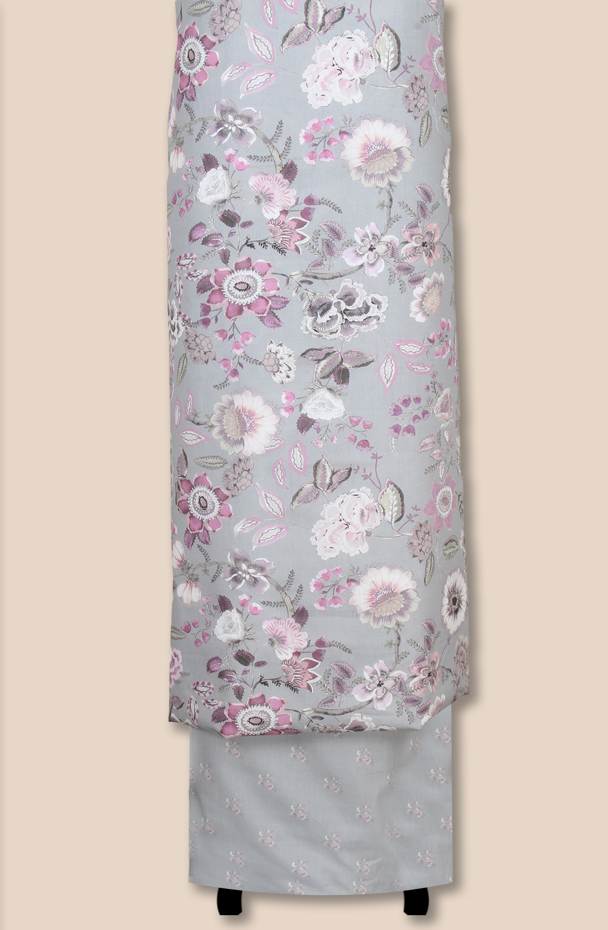 Grey Cotton Printed Unstitched Salwar Kameez - 319-2002