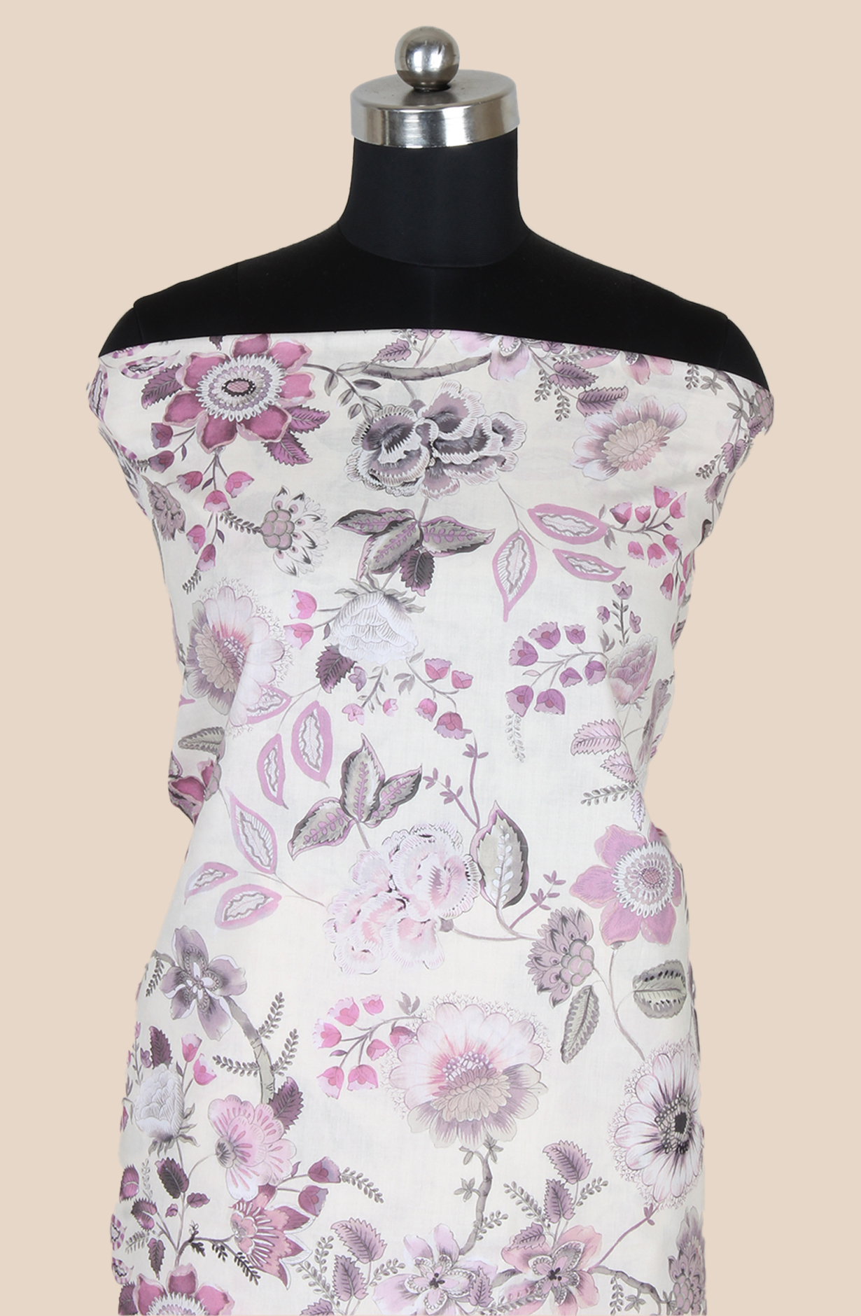 Cream Cotton Printed Unstitched Salwar Kameez - 319-2002A