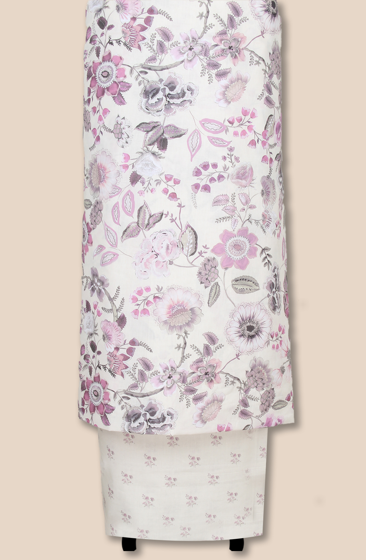 Cream Cotton Printed Unstitched Salwar Kameez - 319-2002A