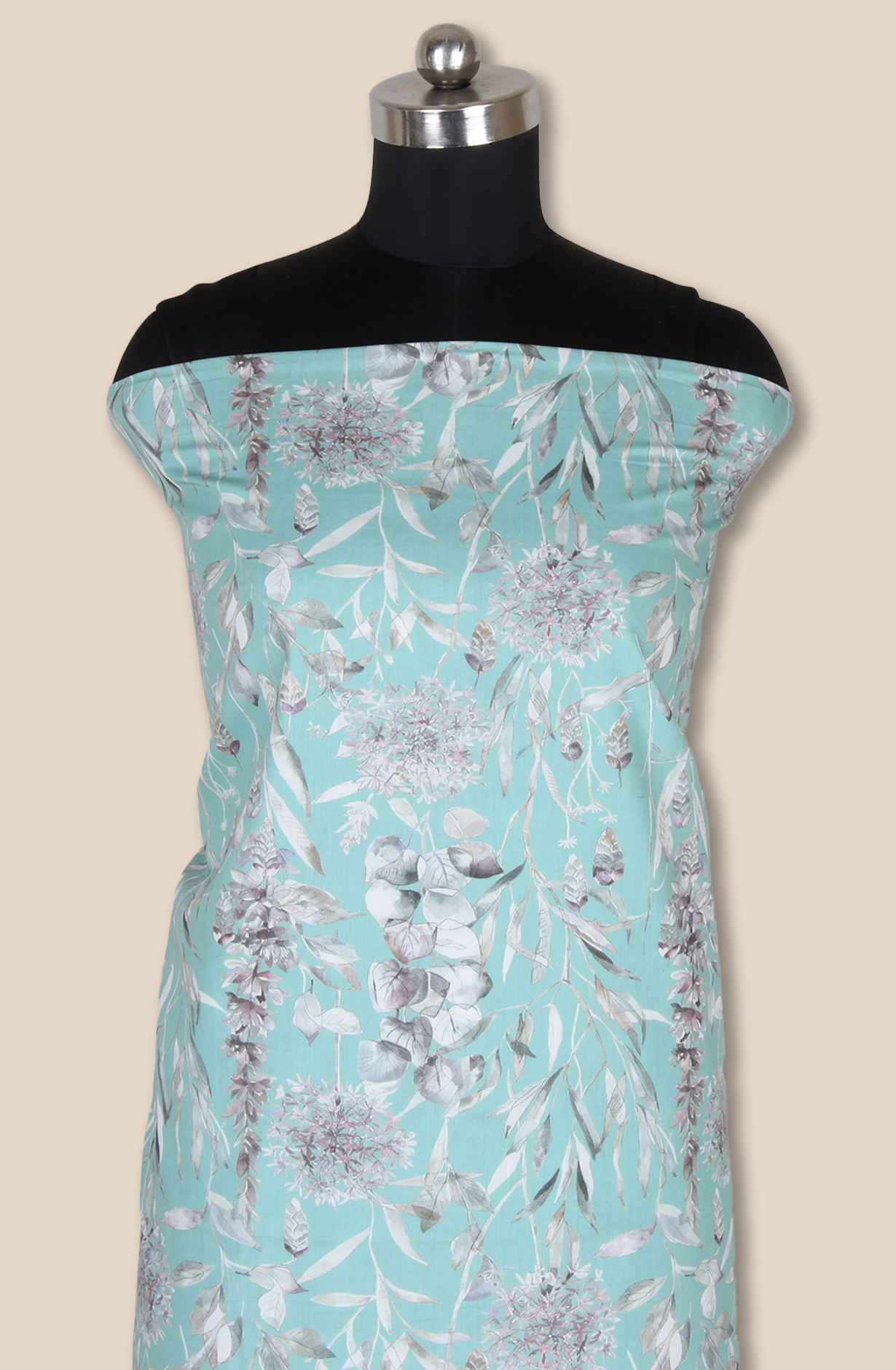 Sea Green Cotton Printed Unstitched Salwar Kameez - 319-2002B