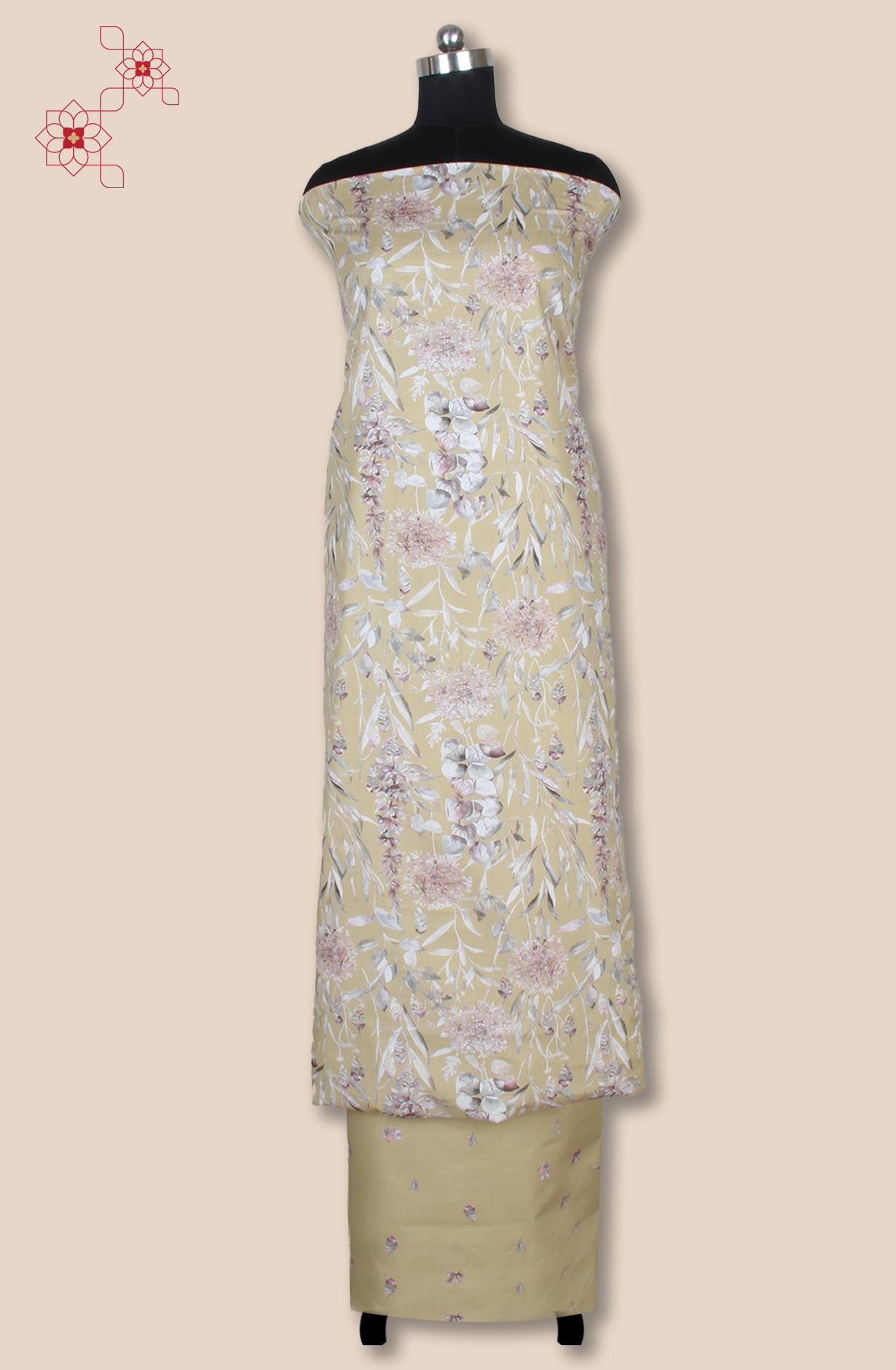 Mehndi Green Cotton Printed Unstitched Salwar Kameez - 319-2002C