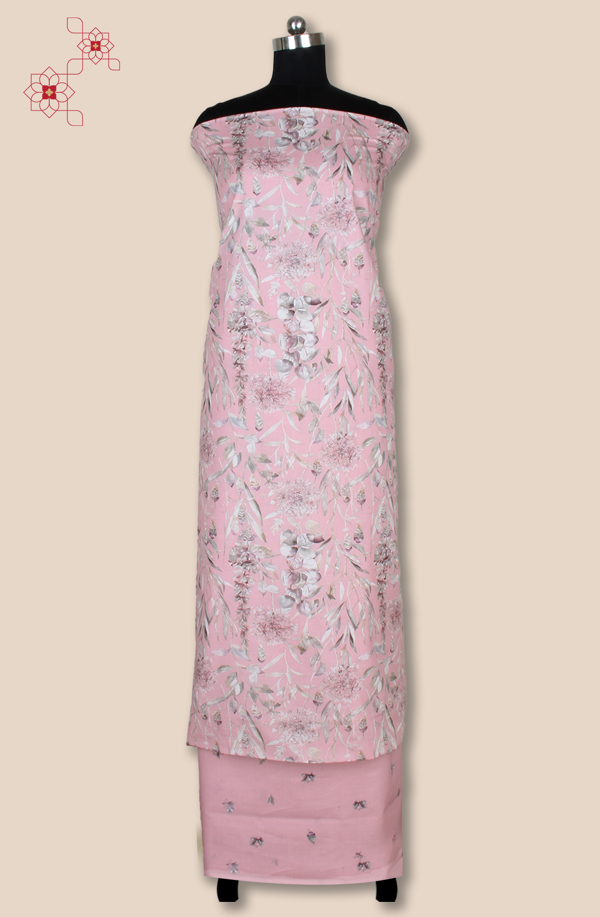 Pink Cotton Printed Unstitched Salwar Kameez - 319-2002D