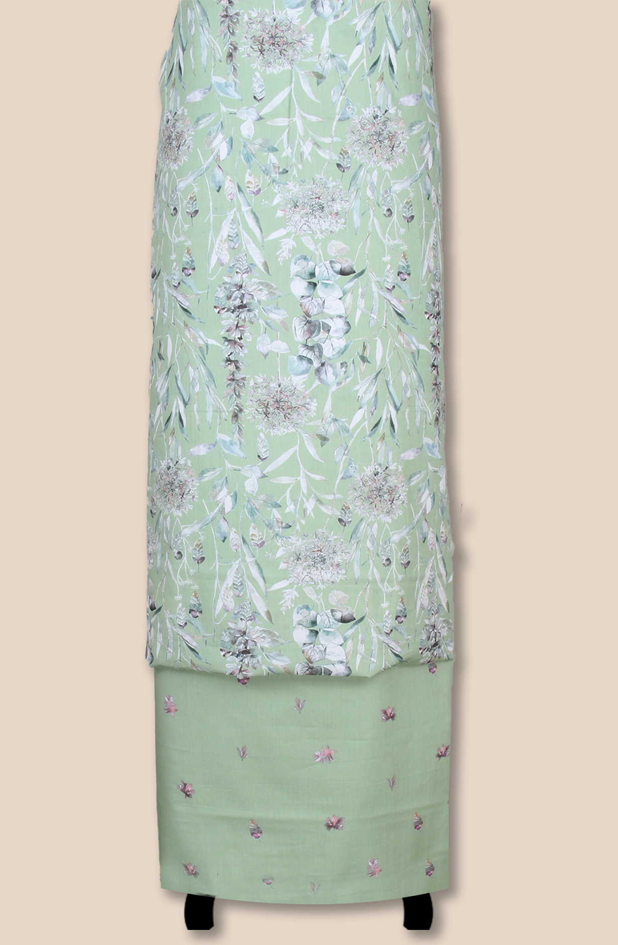 Green Cotton Printed Unstitched Salwar Kameez - 319-2002E